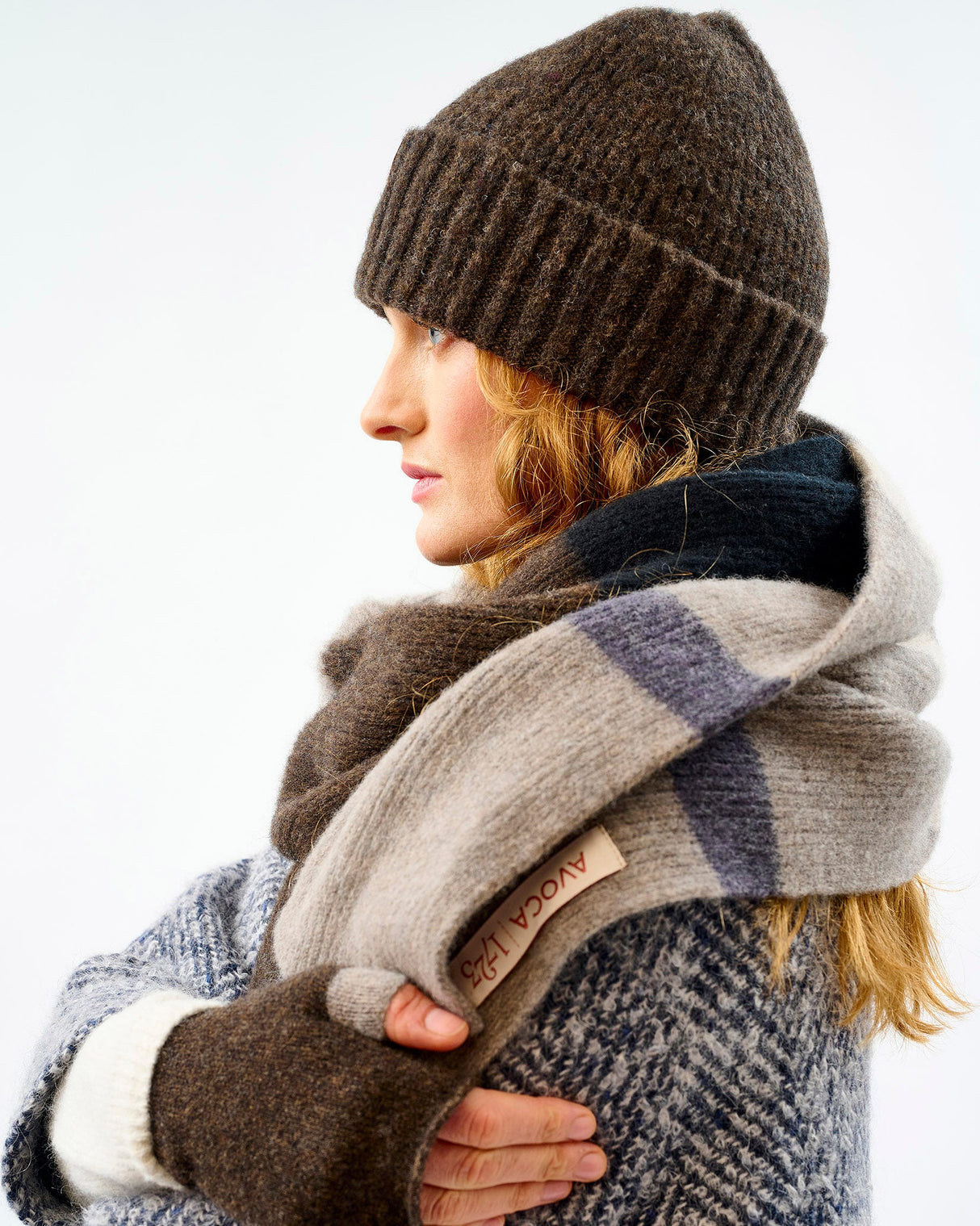 Cocoa & Vole Brushed Lambswool Stripe Scarf