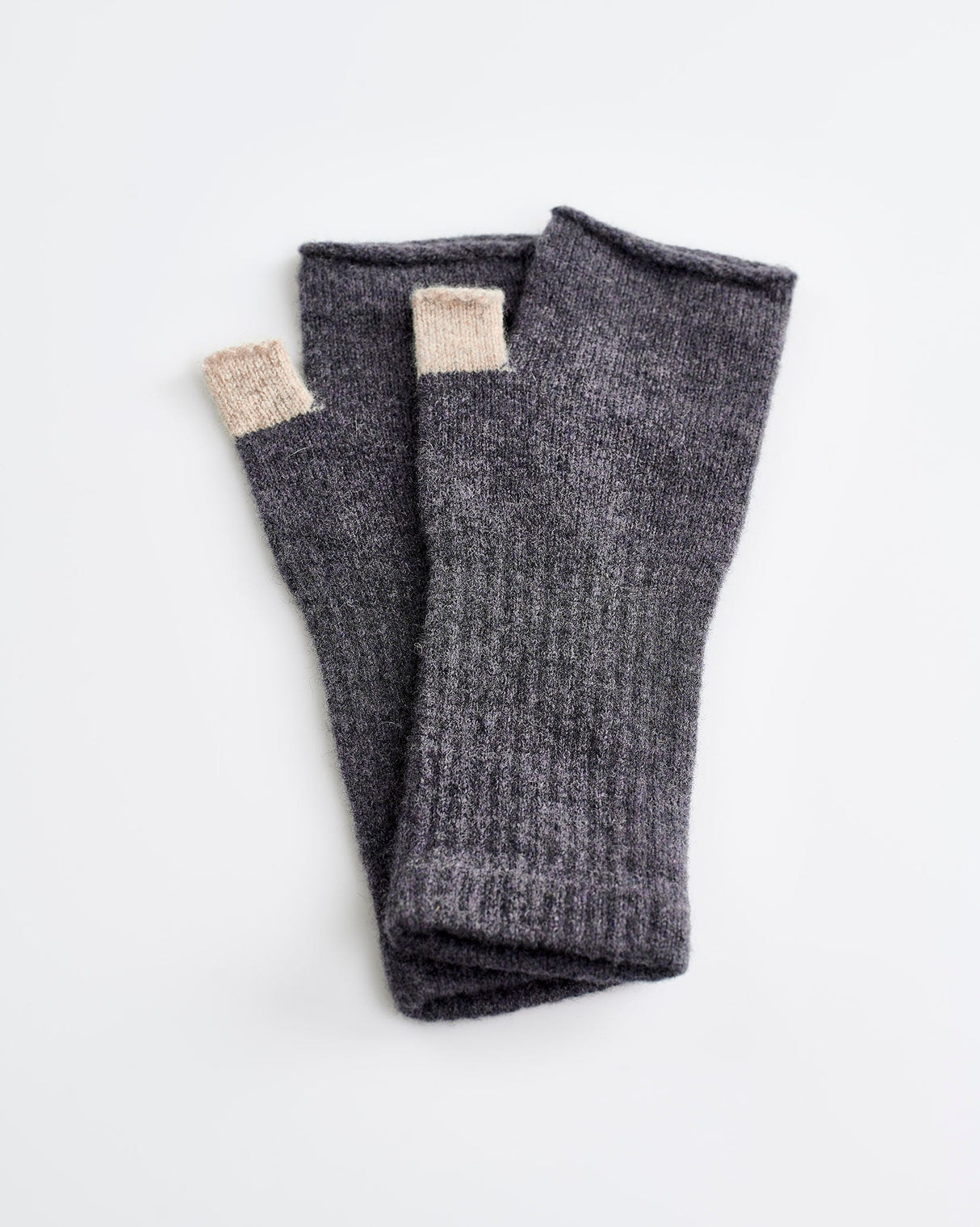 Grey-Neutral-Lambswool-Fingerless-Mittens