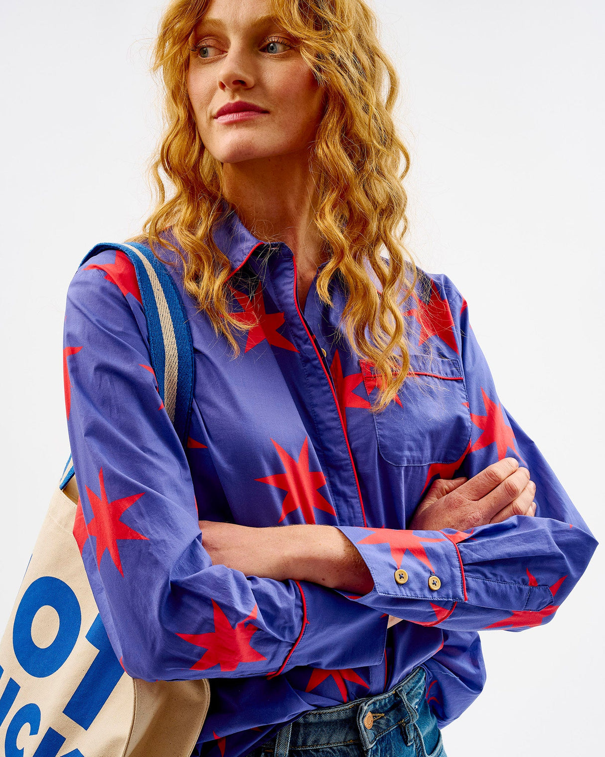 Red Stars Cotton Relaxed Fit Shirt