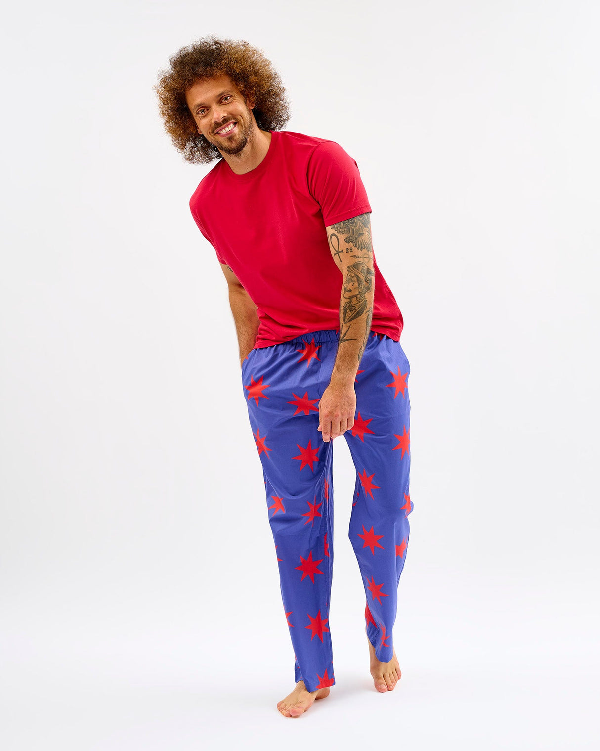Red-Stars-Mens-Cotton-Bottoms