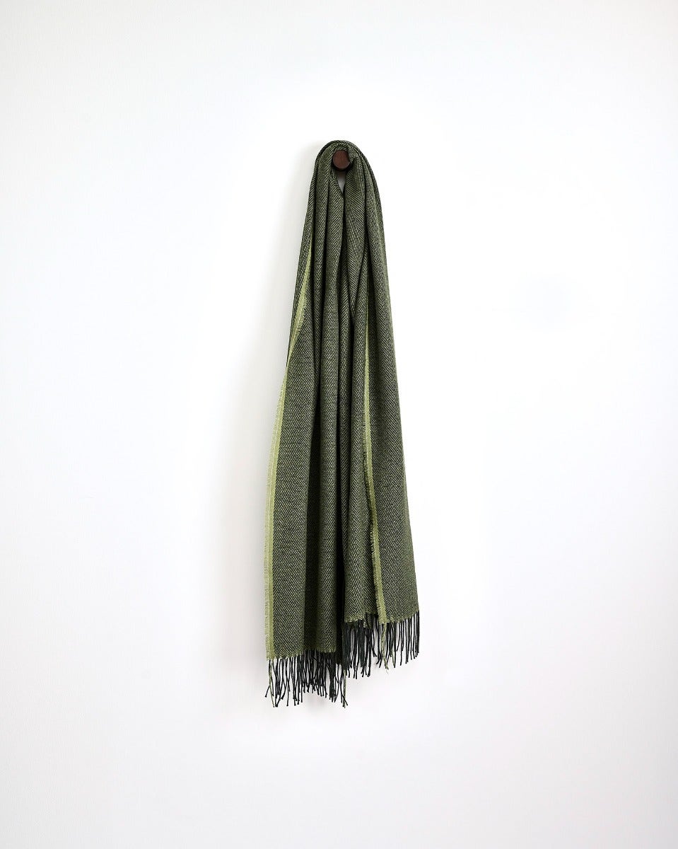 Olive Cashmere Wool Sandymount Scarf