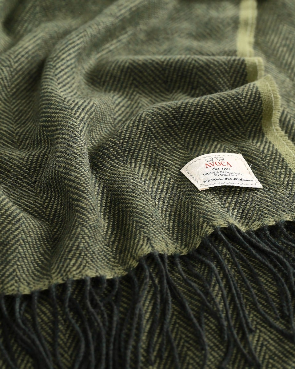 Olive Cashmere Wool Sandymount Scarf
