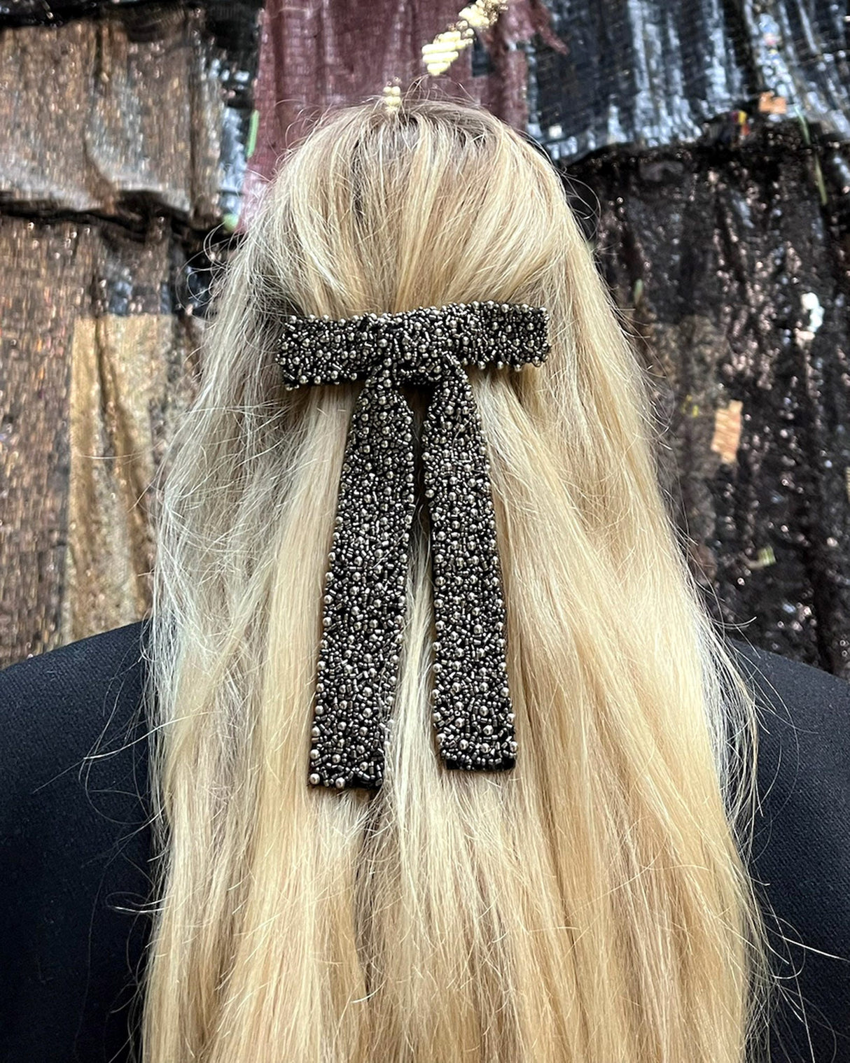 Black-Embellished-Bow-Hair-Clip