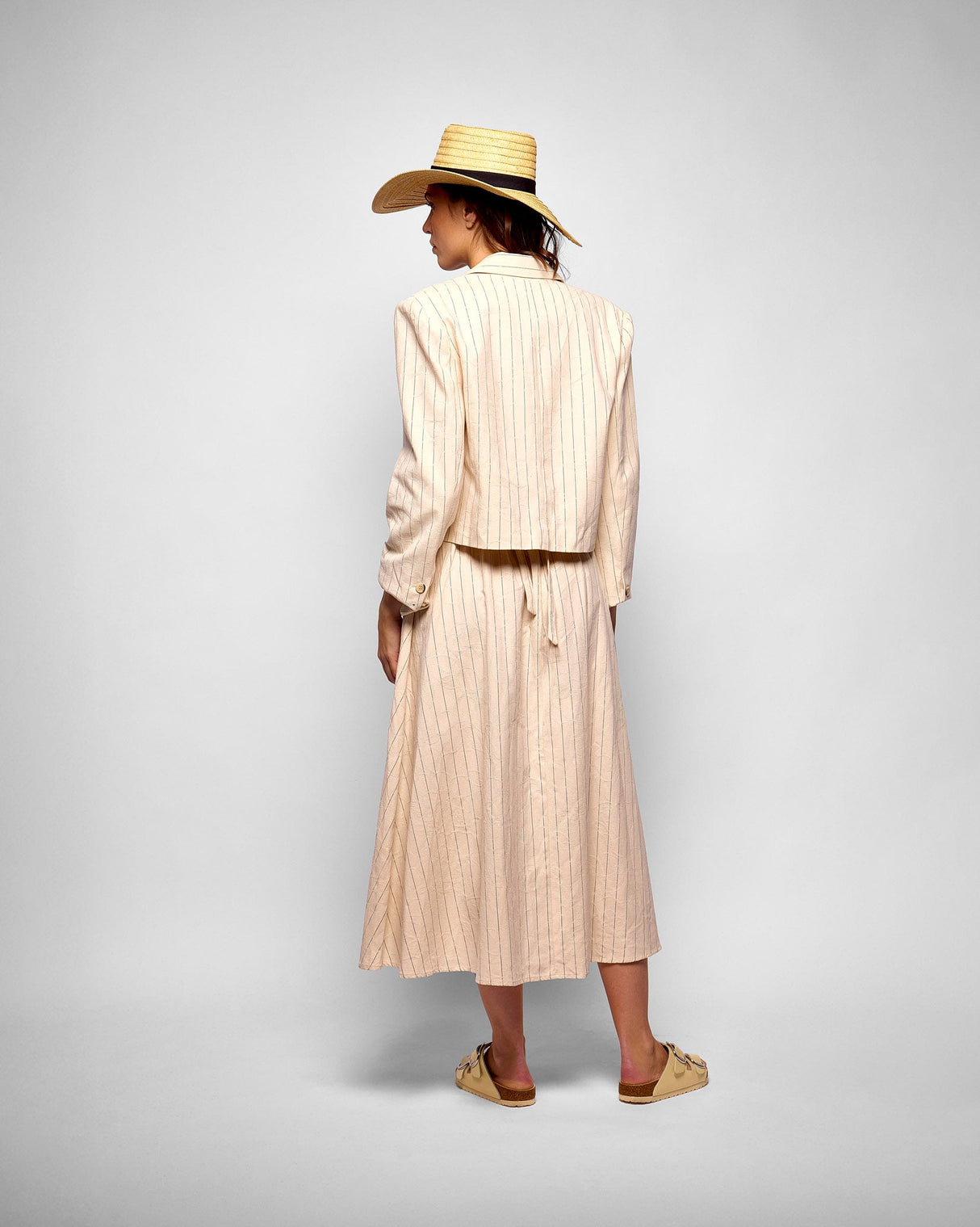Cream Pinstripe Abassia Cropped Blazer
