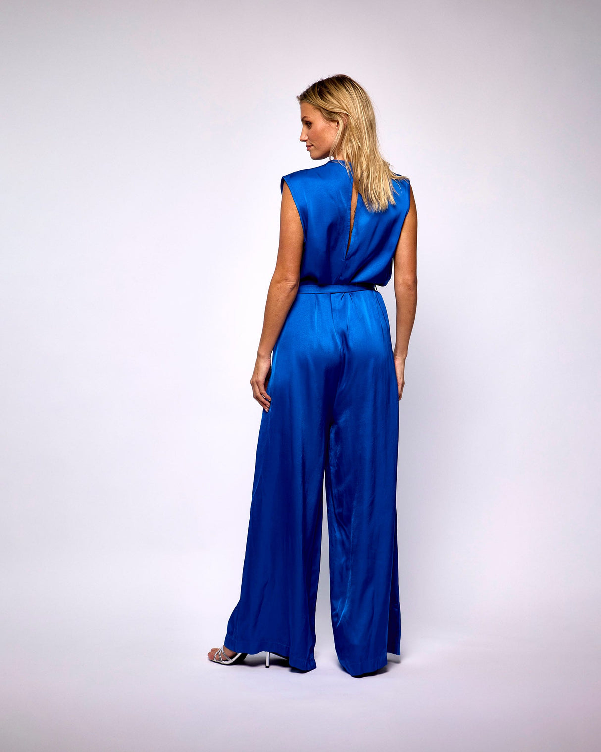 Azure Blue Cadia Satin Jumpsuit
