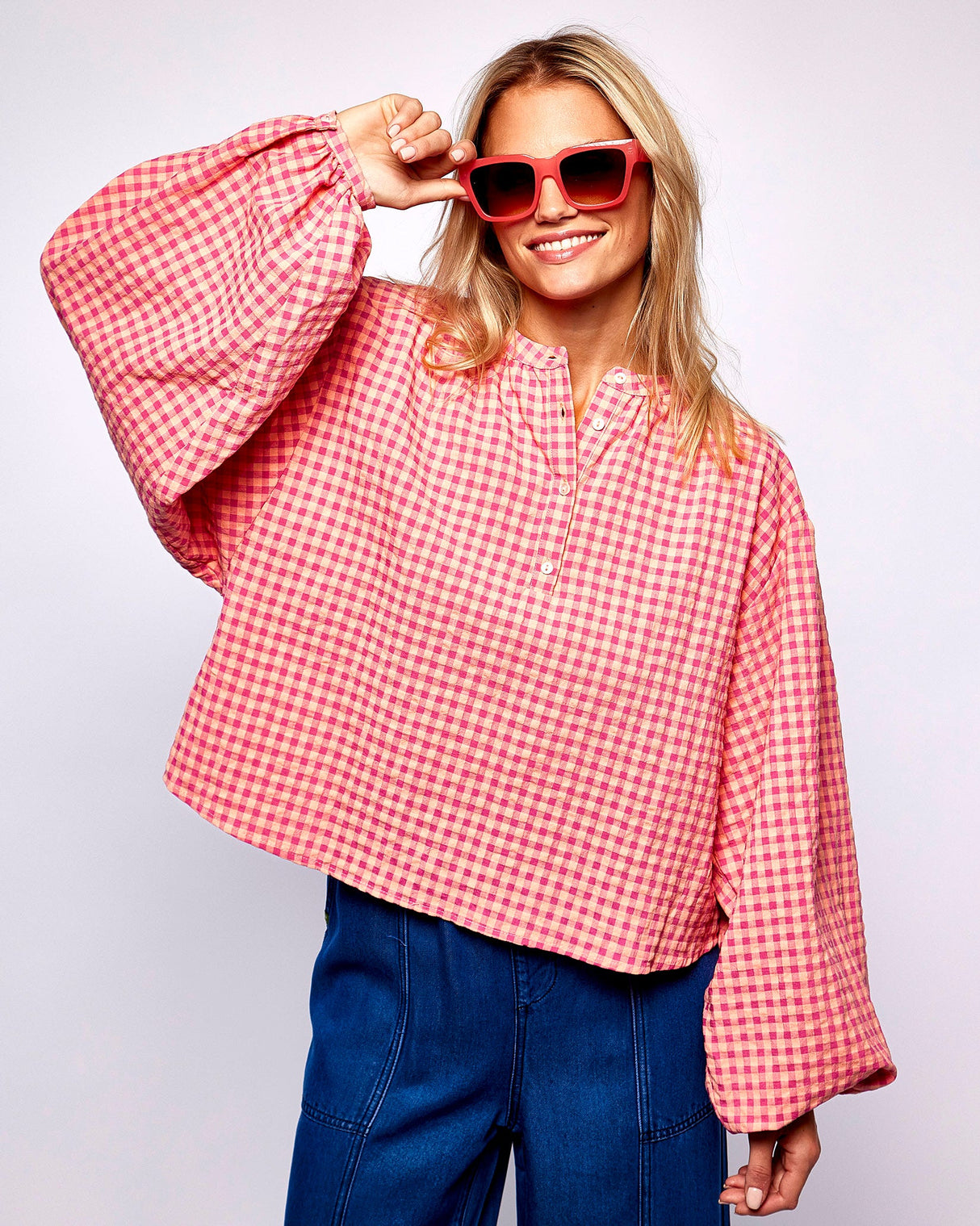 Pink-Gingham-Noura-Blouse