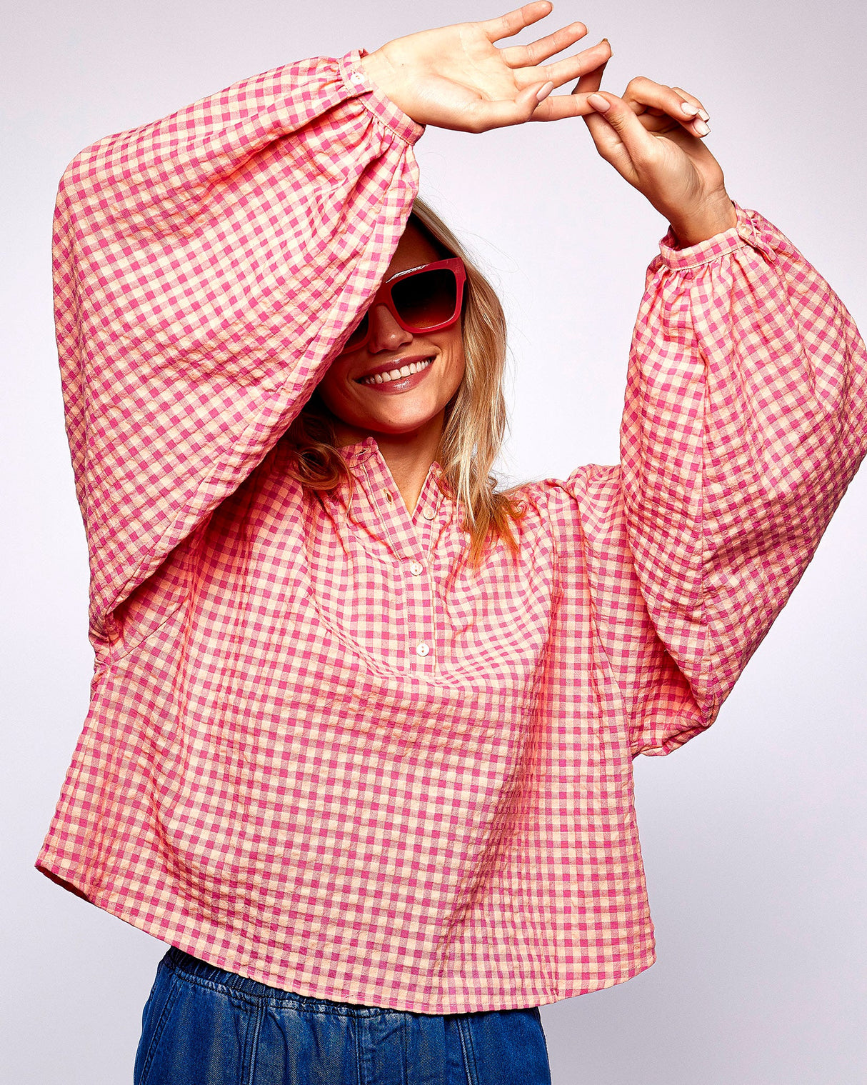 Pink Gingham Noura Blouse