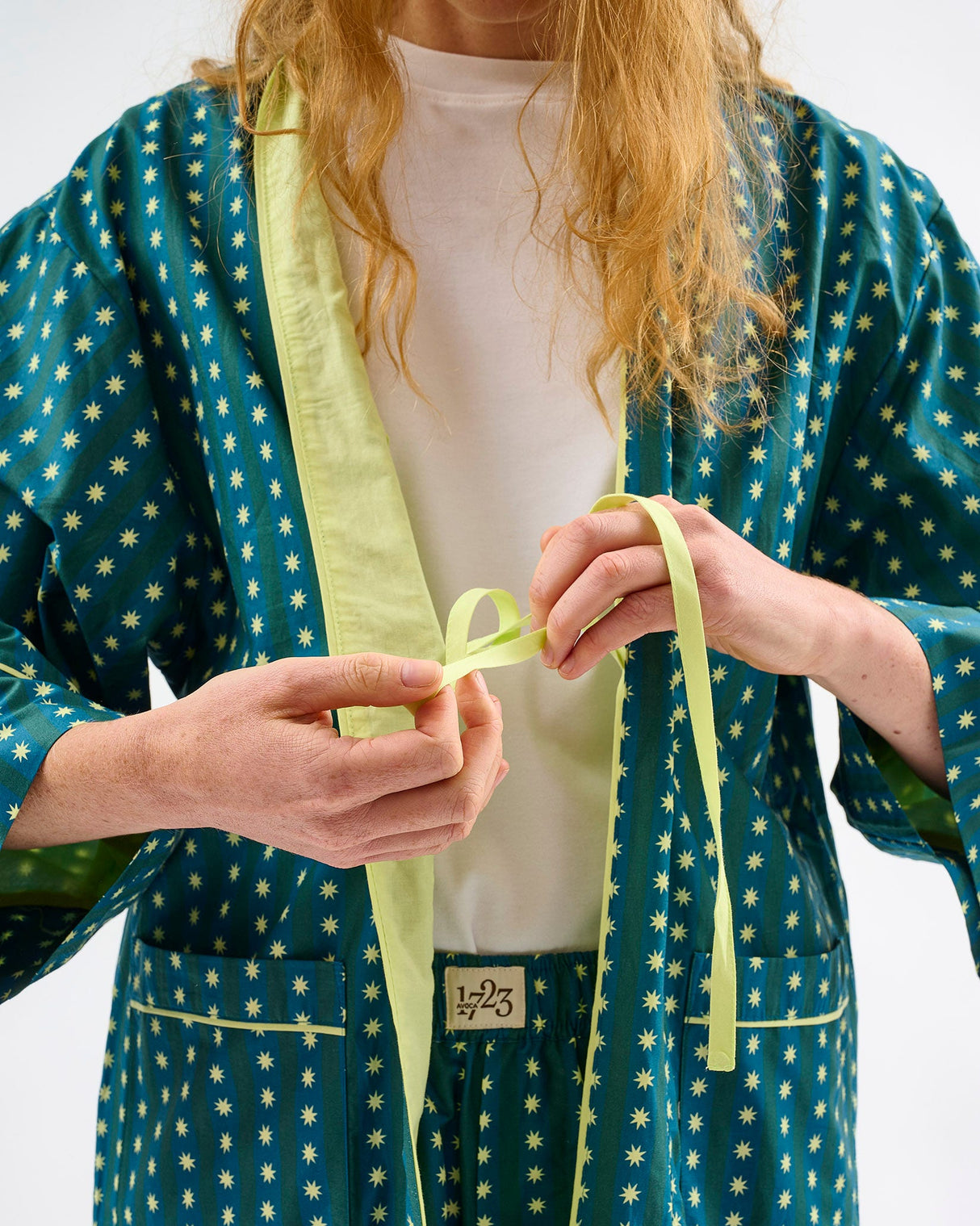 Teal Stripes & Stars Kimono