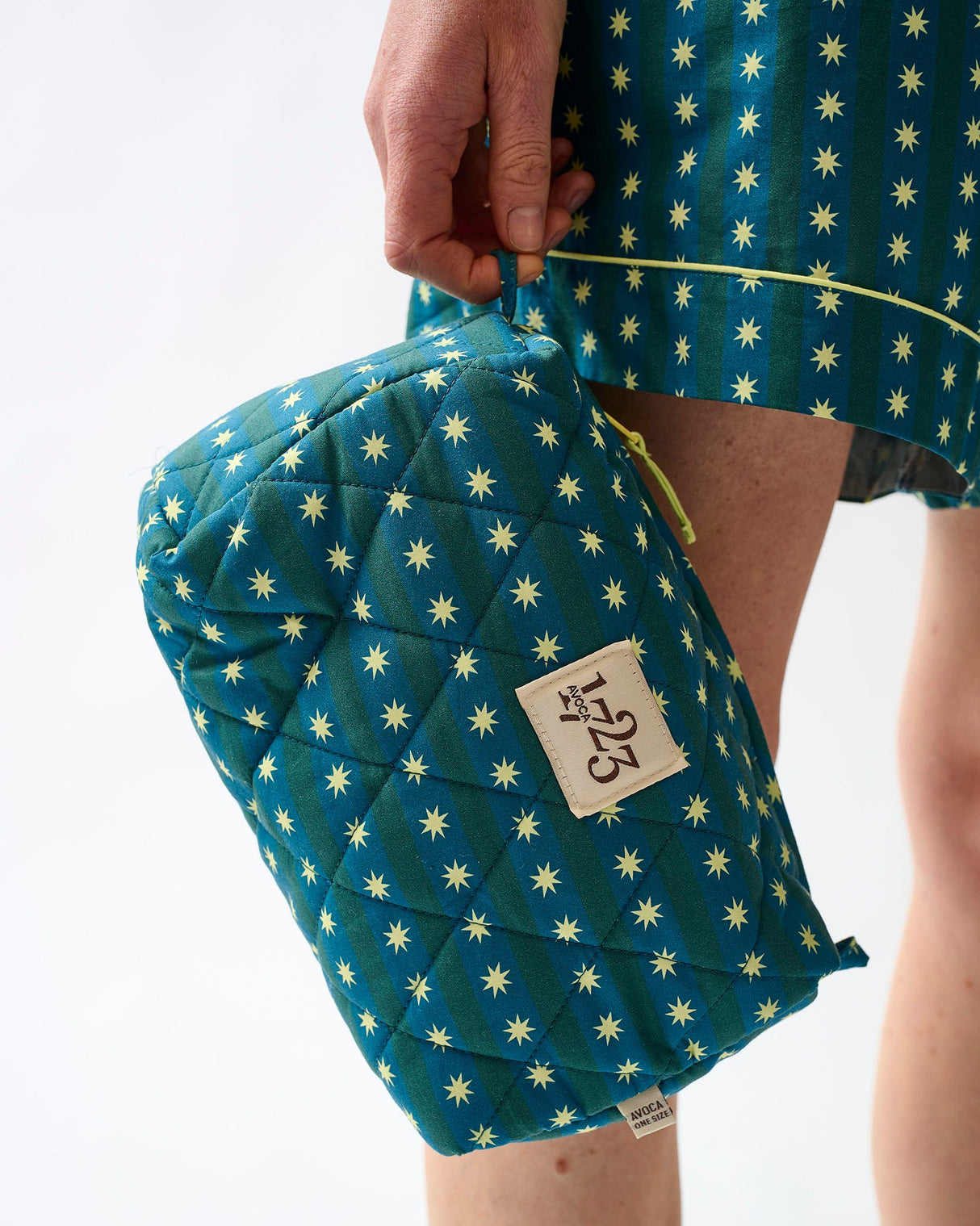Teal-Stripes-Stars-Quilted-Cotton-Make-Up-Bag