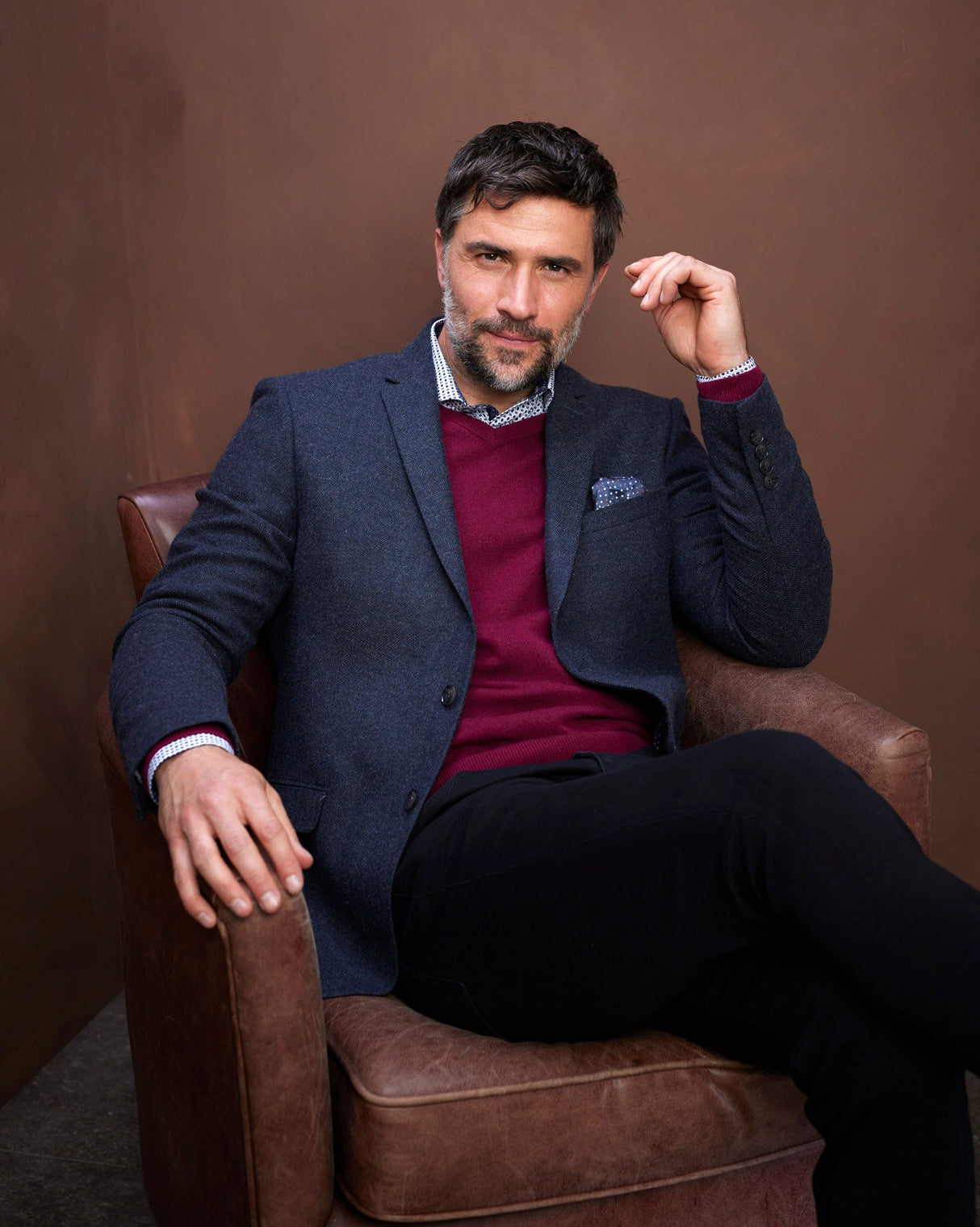 Grey Herringbone Classic Wool Mix Blazer