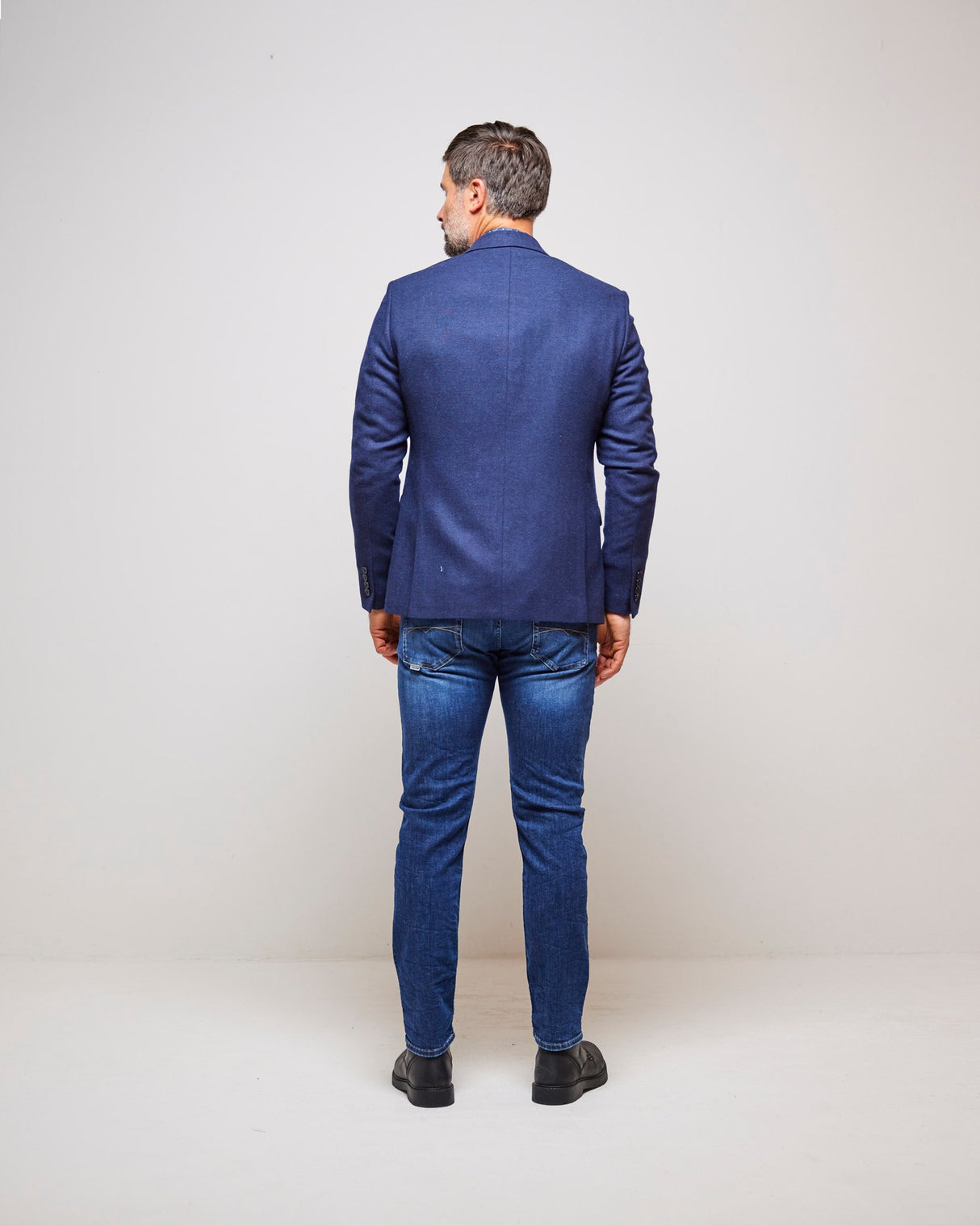 Navy Herringbone Classic Wool Mix Blazer