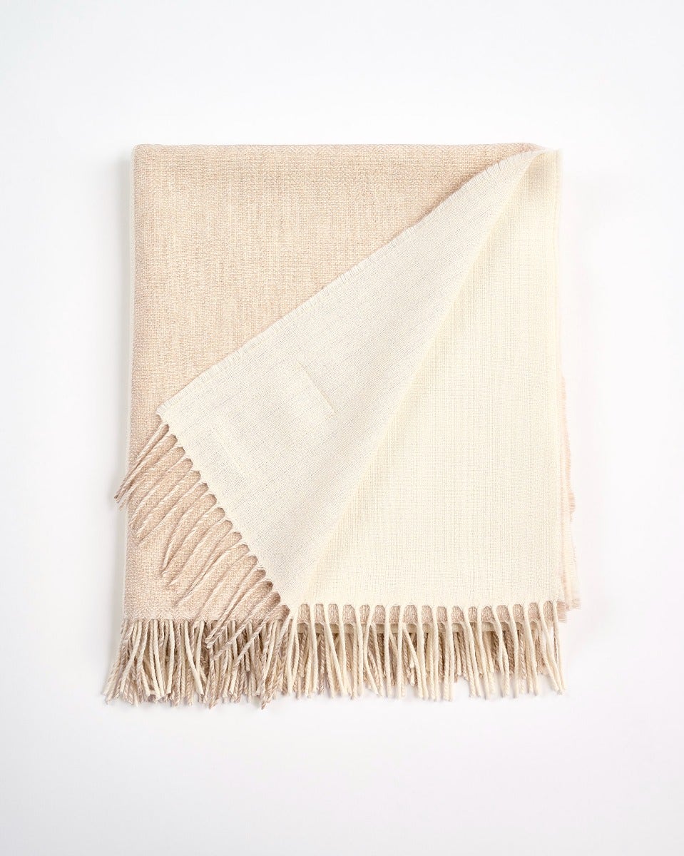 Cream Check Stella Cashmere Blend Throw