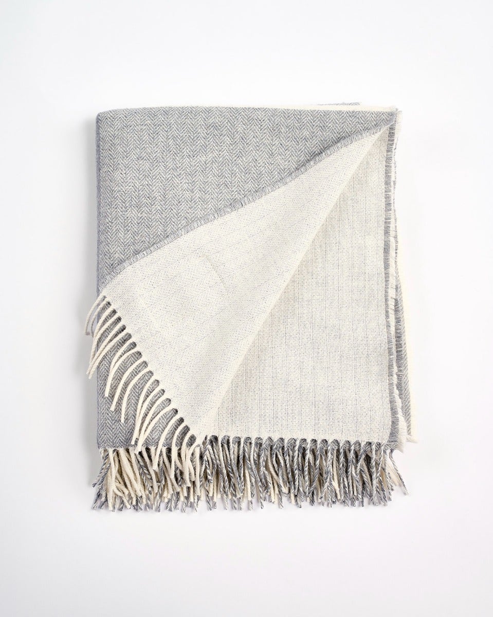 Grey Check Stella Cashmere Blend Throw