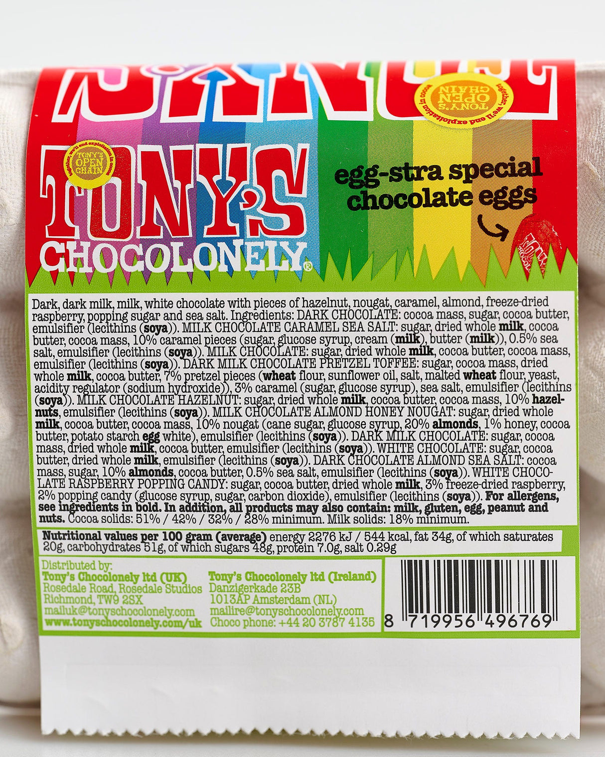 Tony's Chocolonely 12 Egg-stra Special Chocolate Eggs Box