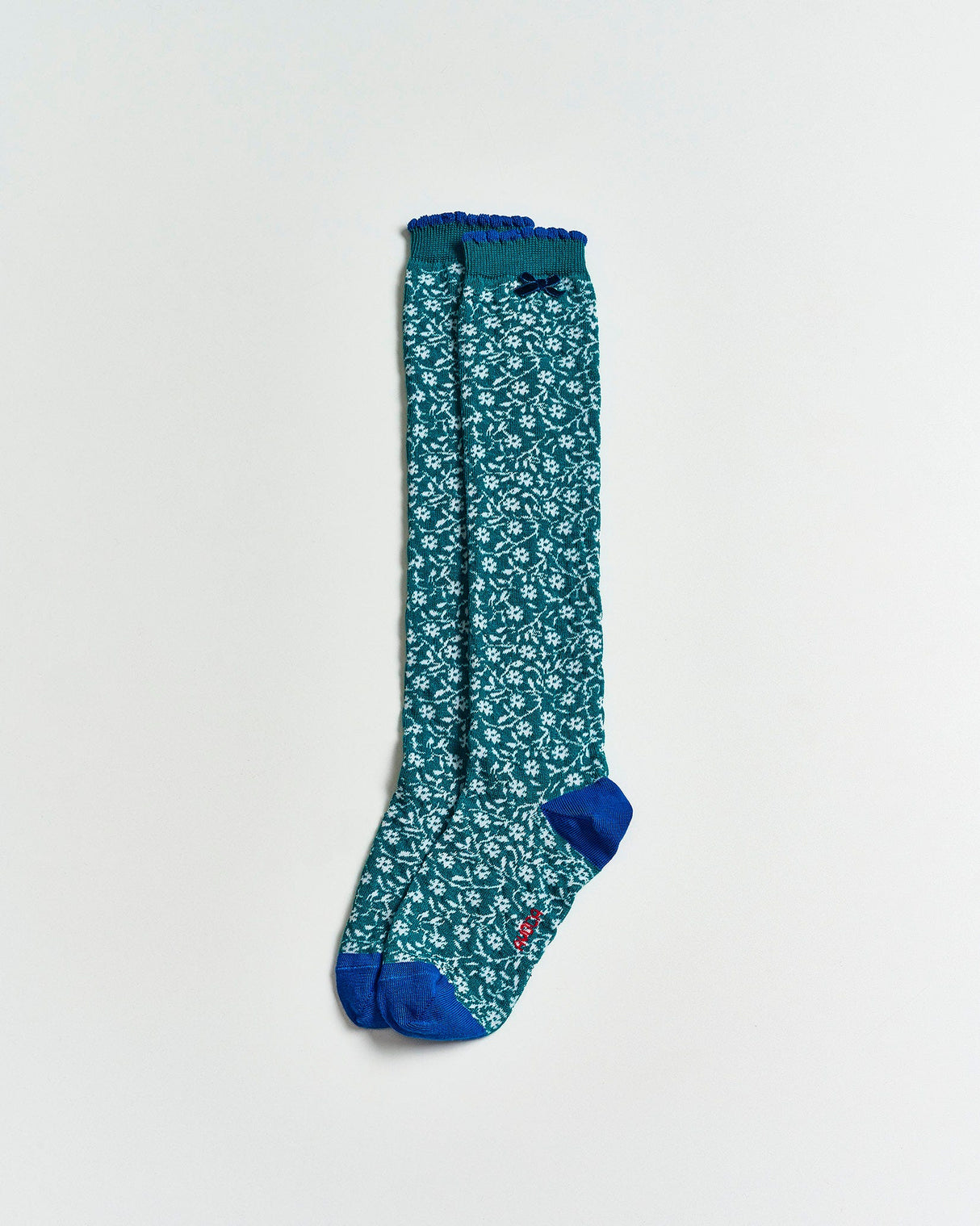 Teal-Little-Flower-Knee-Socks