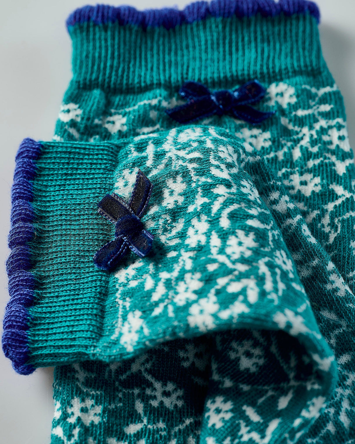 Teal-Little-Flower-Knee-Socks