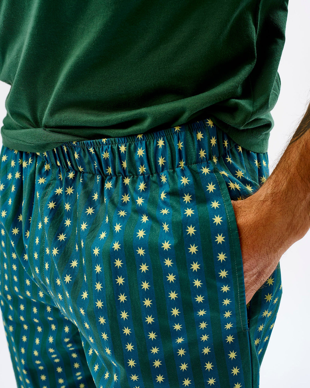 Teal Stripes & Stars Men's Cotton Bottoms