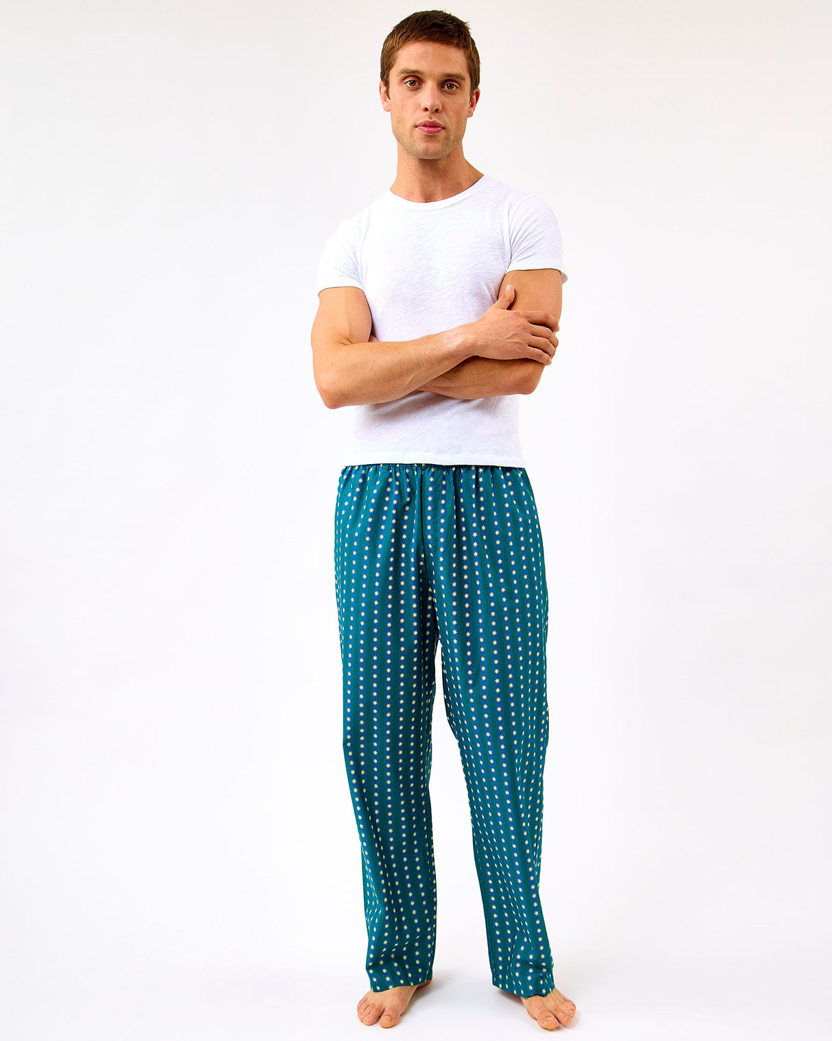 Teal Stripes & Stars Men's Cotton Bottoms