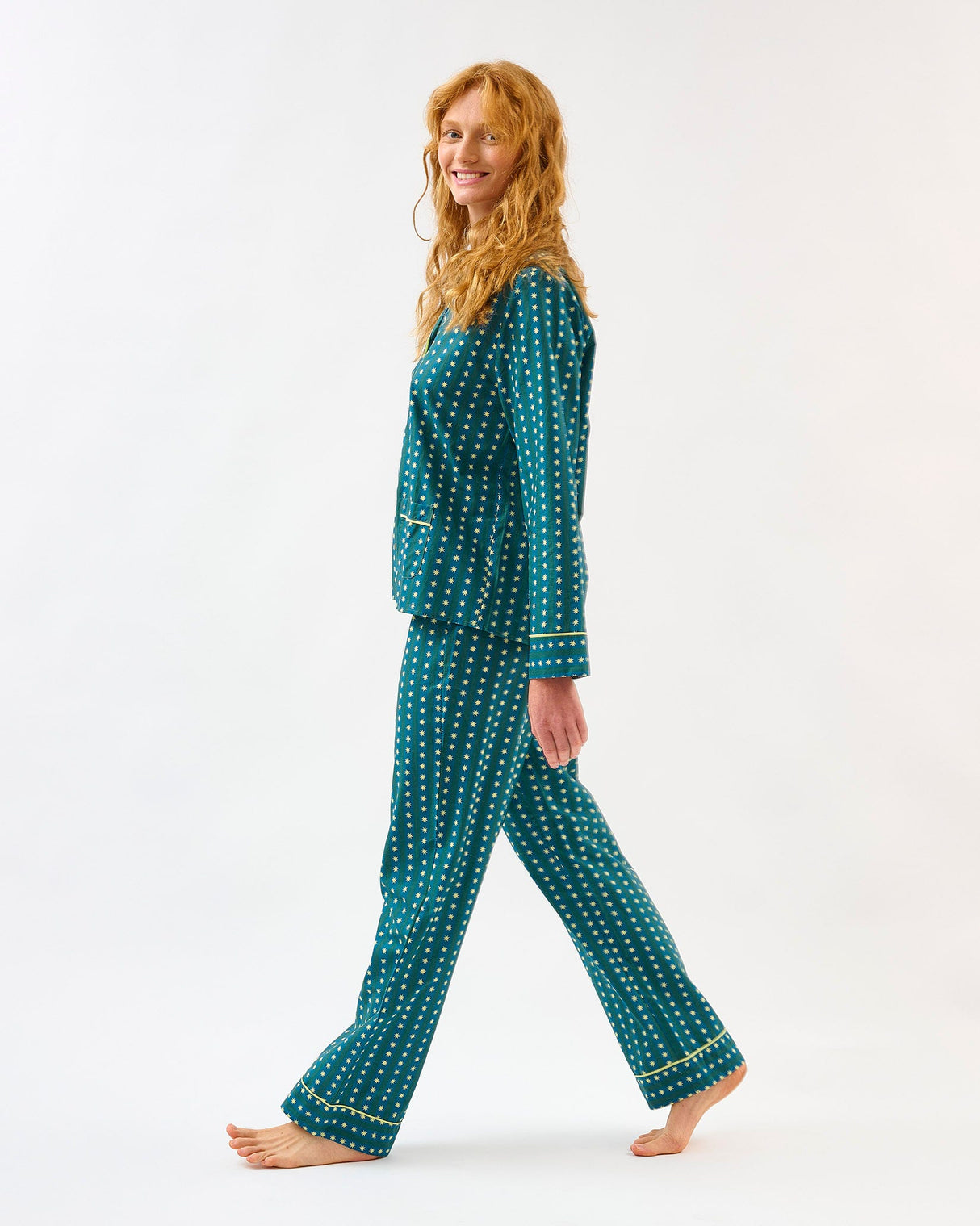 Teal-Stripes-Stars-Cotton-Pyjama-Set