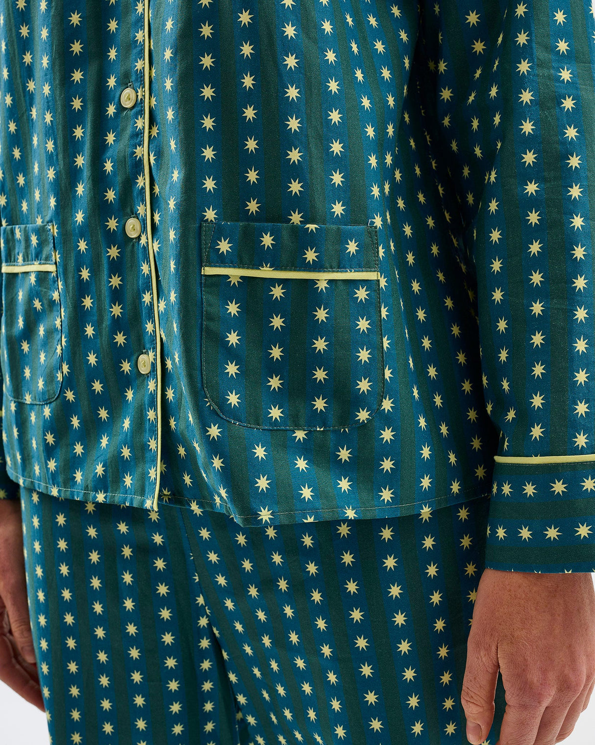 Teal Stripes & Stars Cotton Pyjama Set