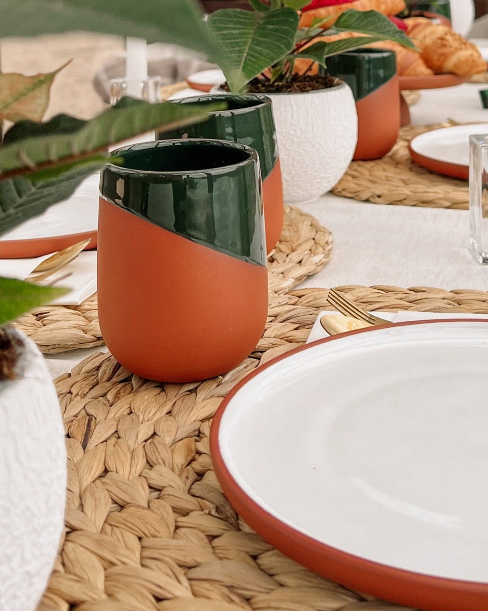 Earth Red Clay & Moss Green Glaze Mug