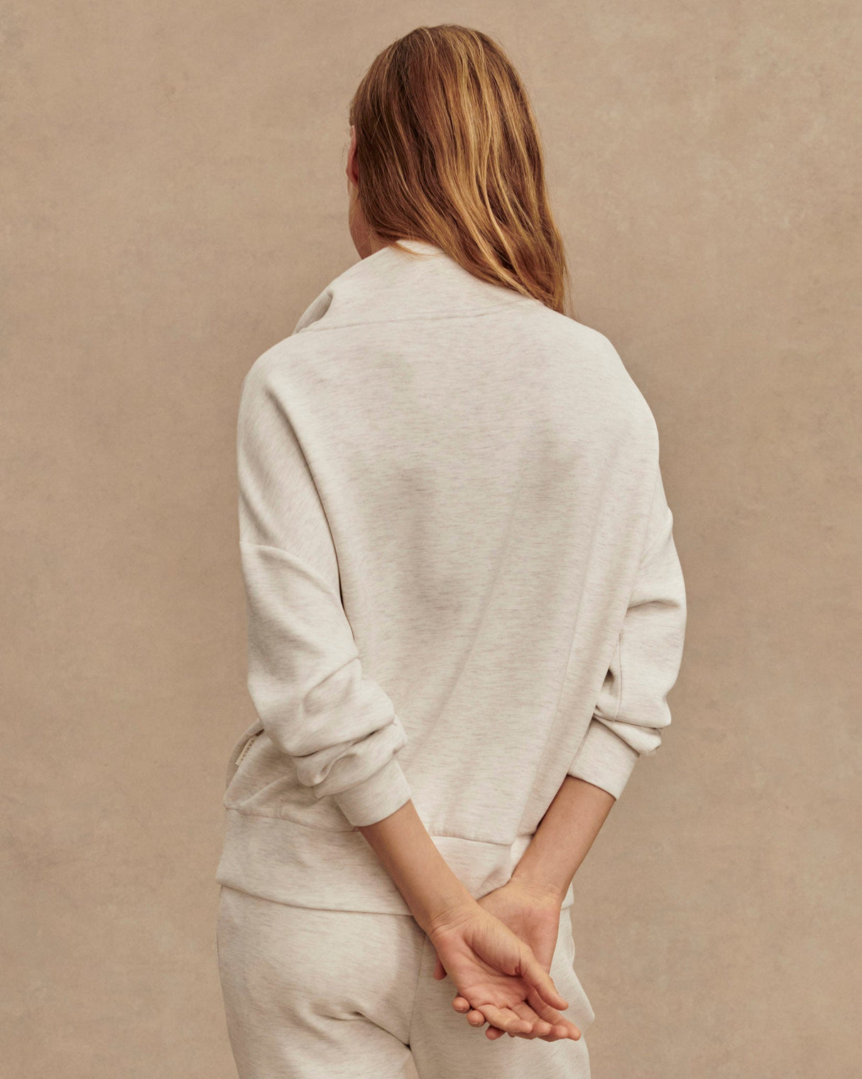 Ivory Marl Hawley Half Zip Sweatshirt