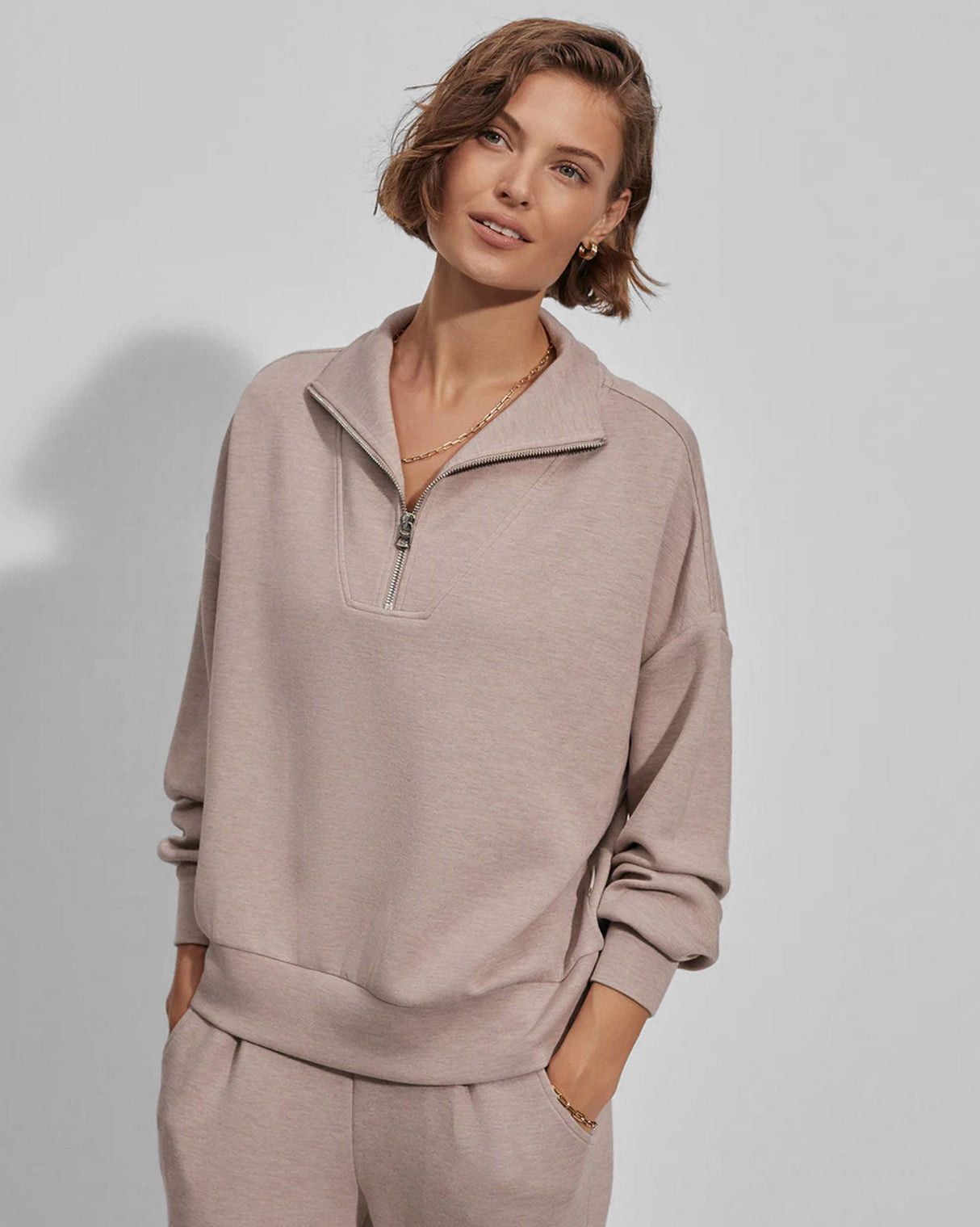 Taupe-Marl-Hawley-Half-Zip-Sweathshirt