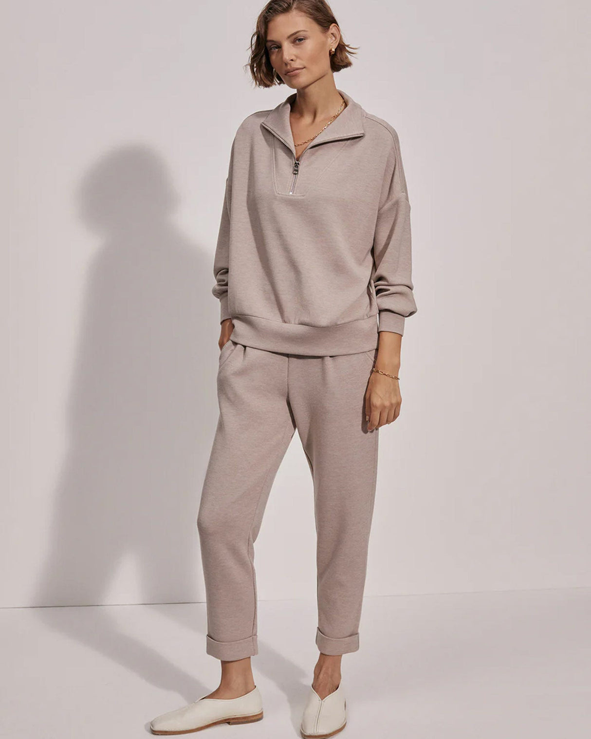 Taupe Marl Hawley Half Zip Sweatshirt