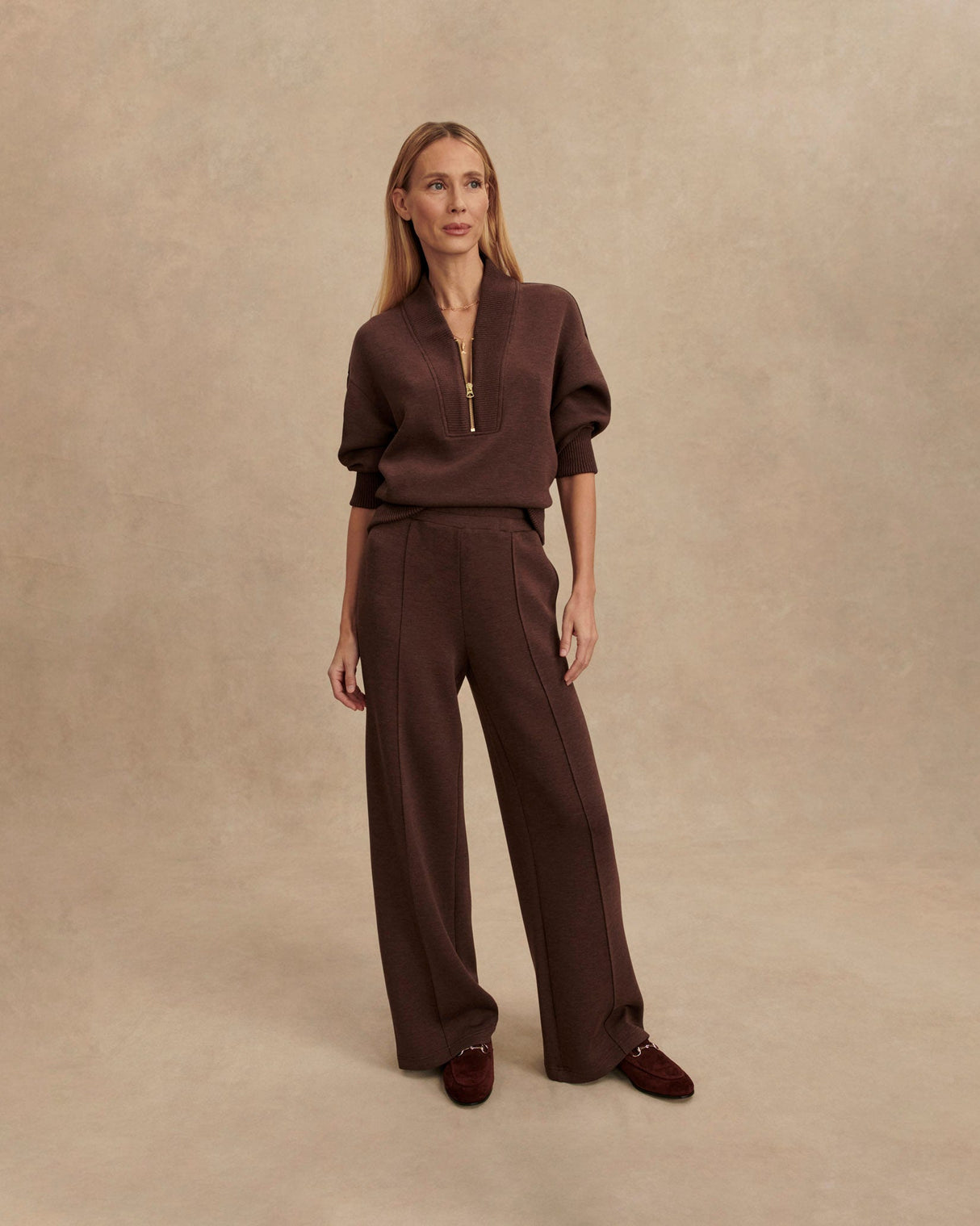 Coffee-Bean-Marl-Wide-Leg-Trousers