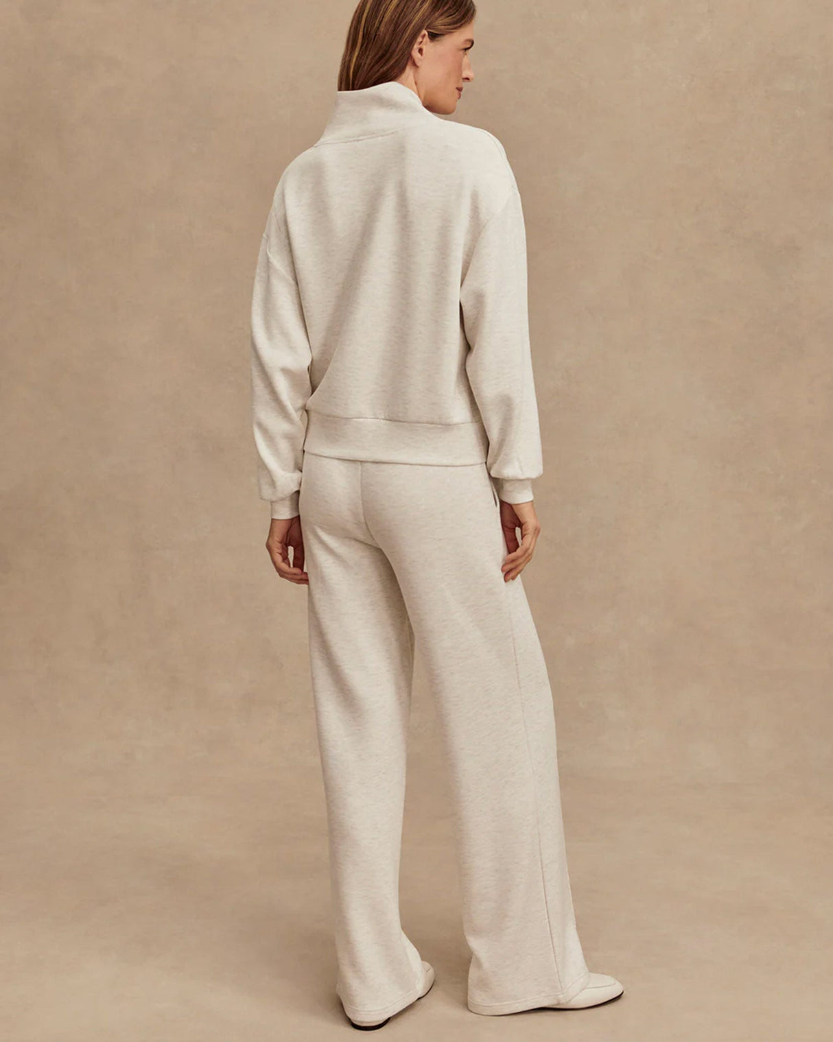 Ivory Marl Wide Leg Trousers