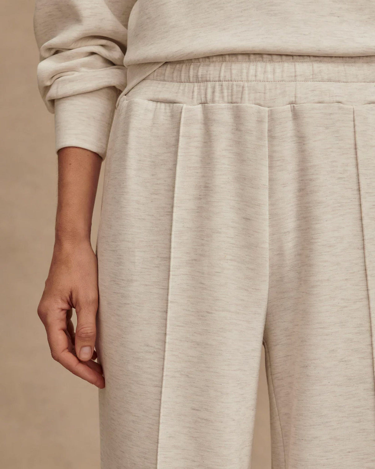 Ivory Marl Wide Leg Trousers