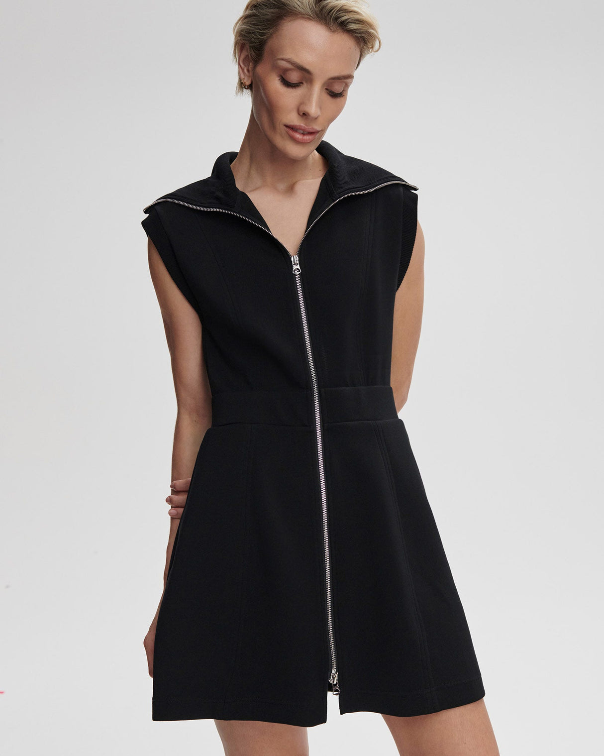 Black-Rebecca-Zip-Through-Dress