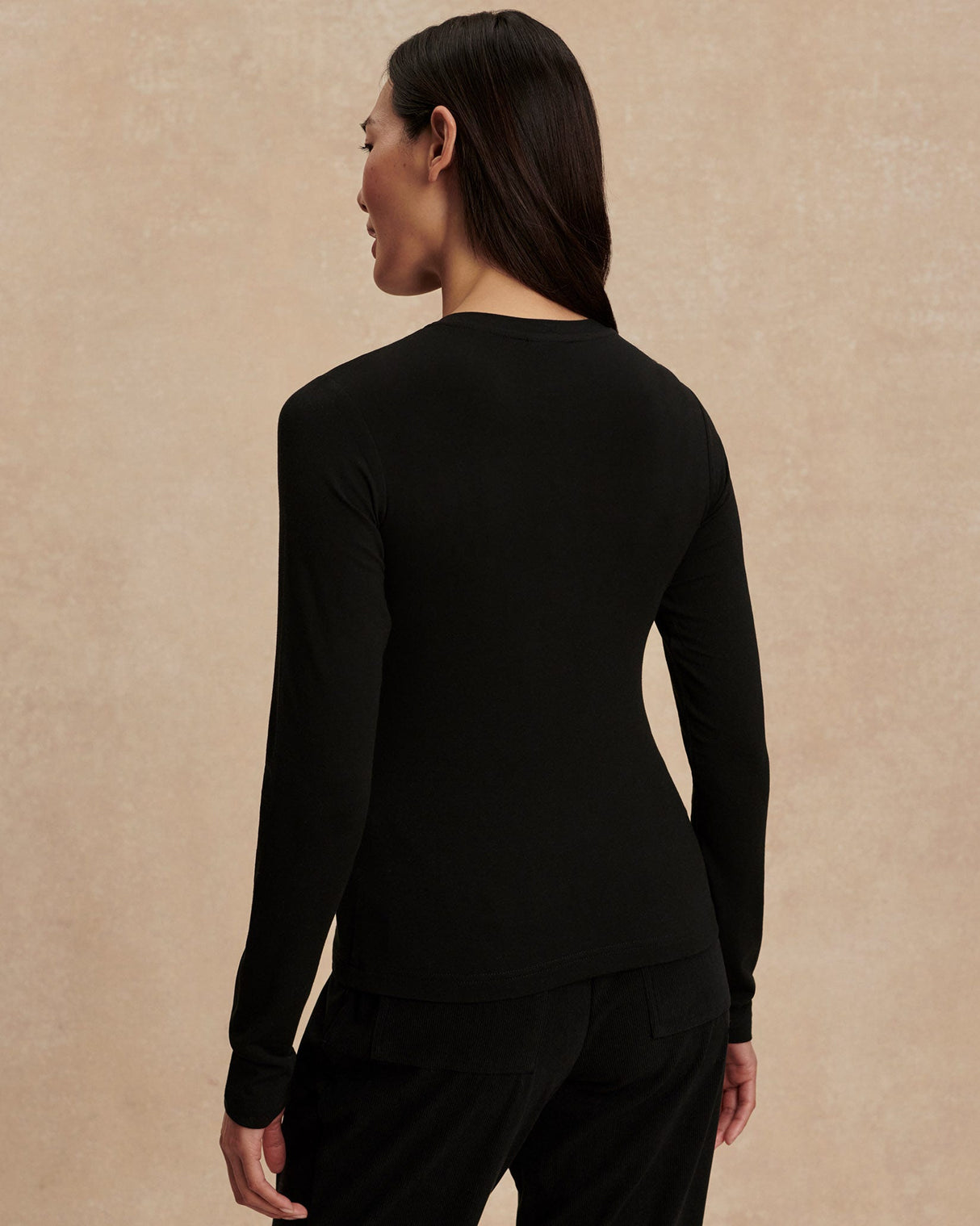 Black Edna Fitted Long Sleeve Top