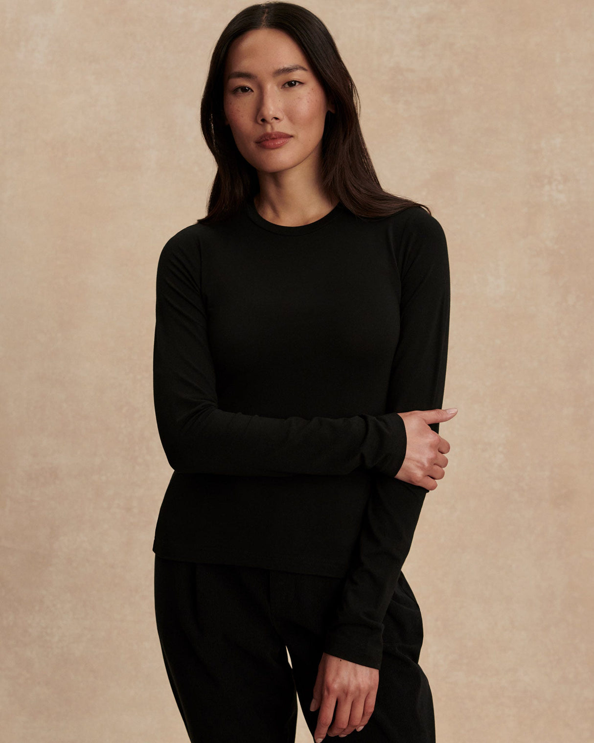 Black Edna Fitted Long Sleeve Top