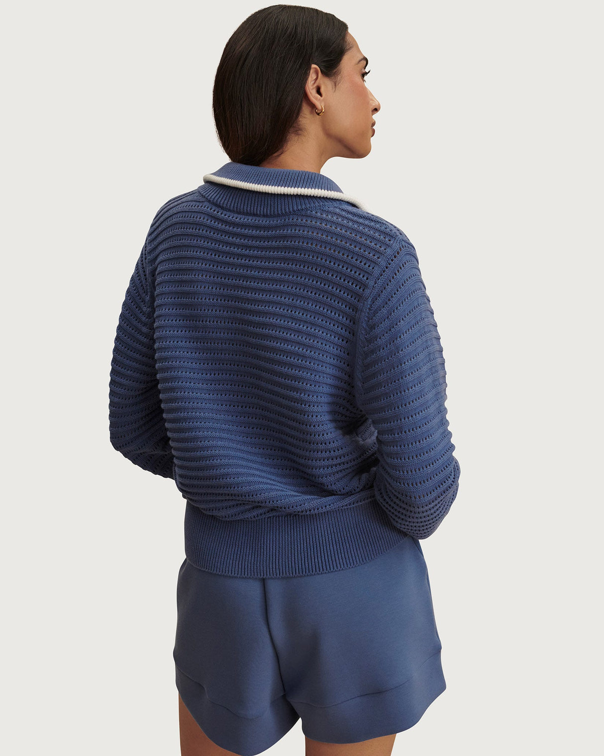 Bijou Blue Morwenna Half-Zip Cotton Knit Sweater