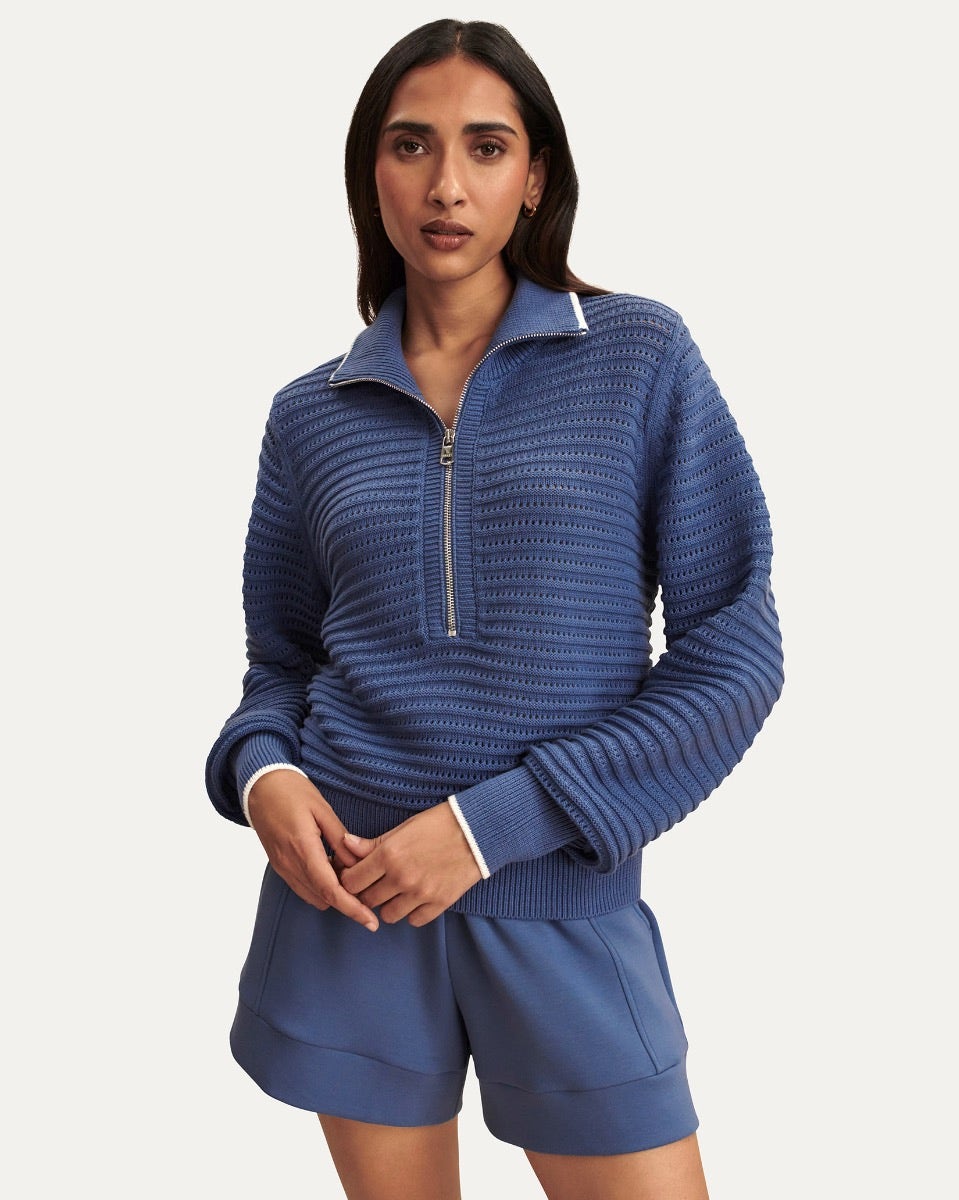 Bijou-Blue-Morwenna-Half-Zip-Cotton-Knit-Sweater