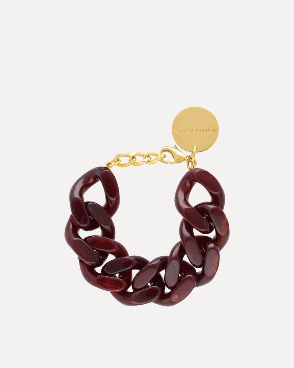 Bordeaux Marble Acetate Great Chain Bracelet