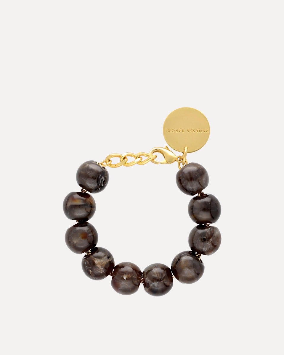 Brown Marble Acetate Bead Bracelet