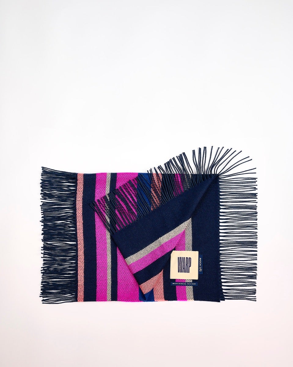 Multicolour Stripe Vertically Fringed Merino Scarf