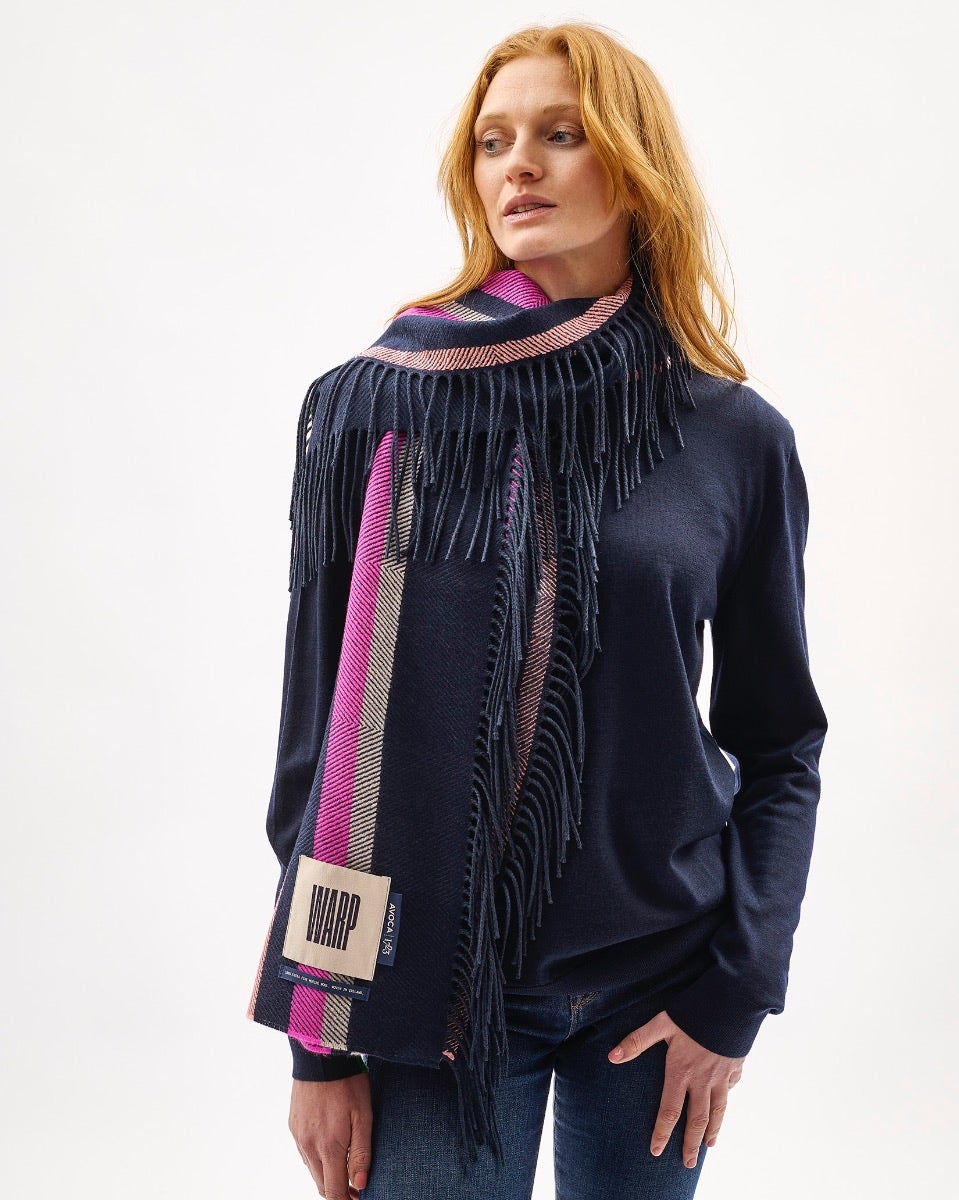 Multicolour Stripe Vertically Fringed Merino Scarf