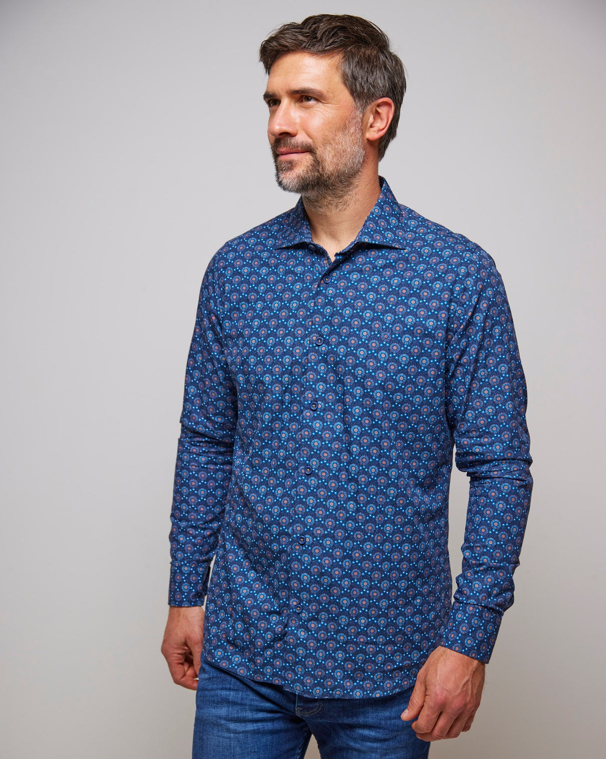 Navy Wishes Print 100% Cotton Shirt