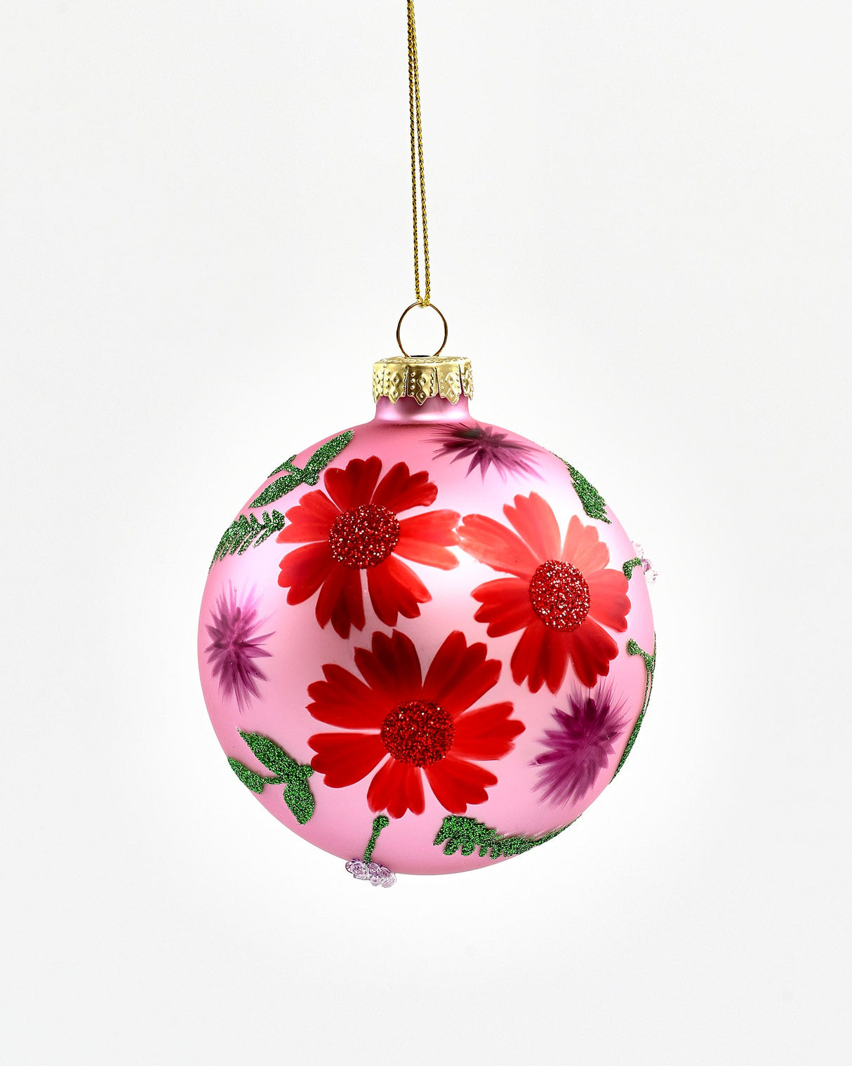 Pink-Floral-Bauble-Glass-Christmas-Tree-Ornament