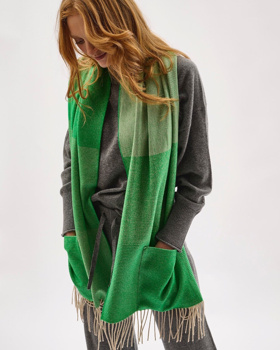 Emerald Weaver's Embrace Merino Pocket Wrap