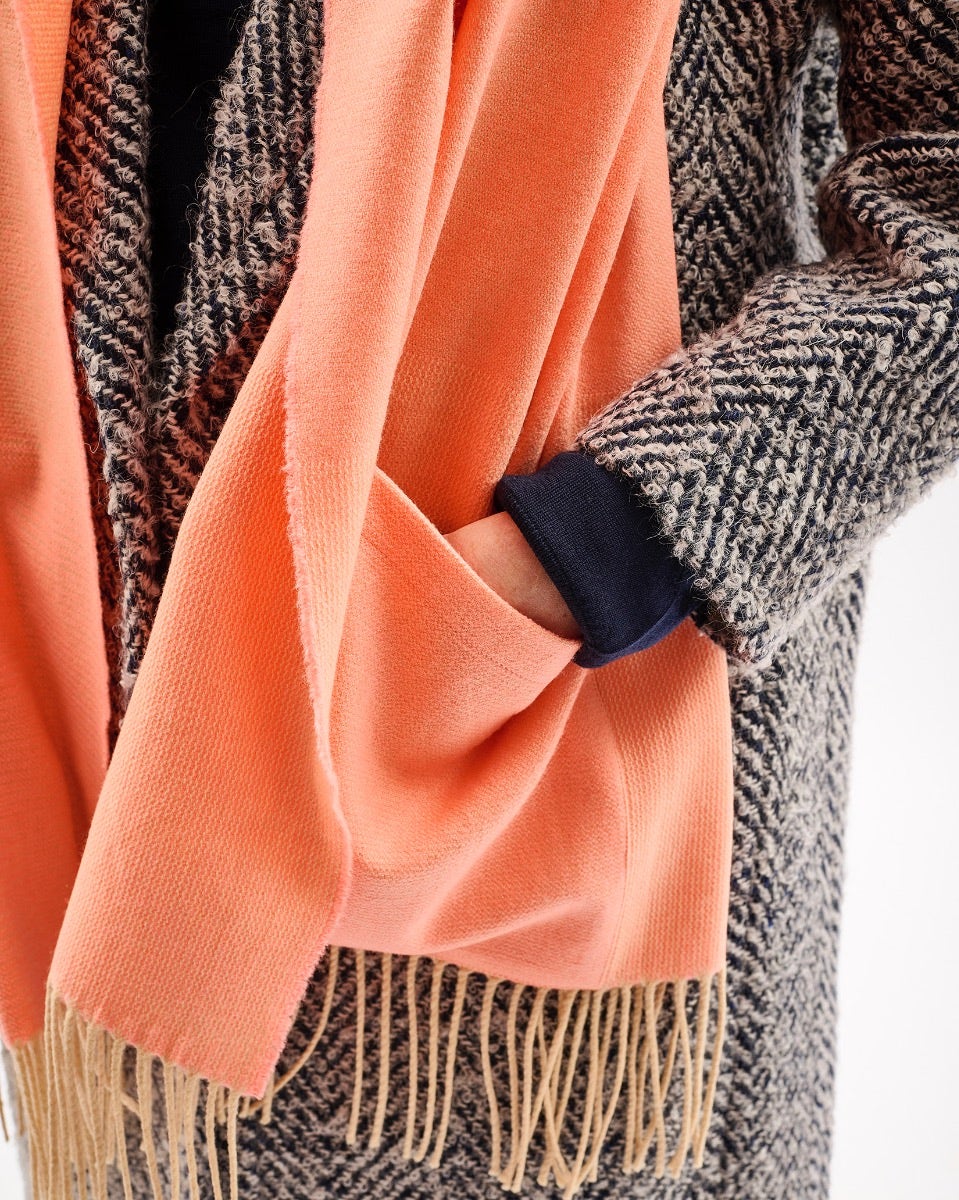 Neon Orange Weaver's Embrace Merino Pocket Wrap