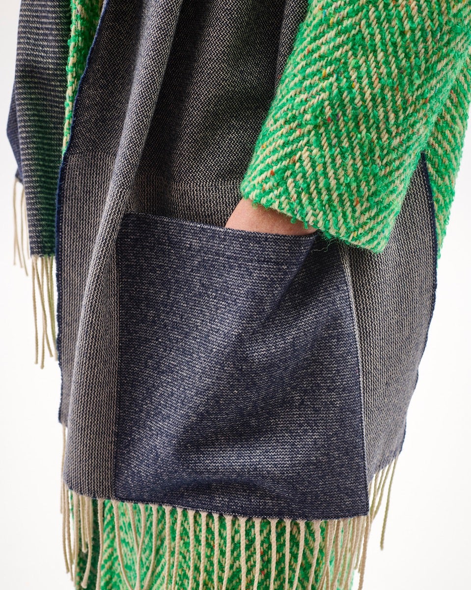 Navy Weaver's Embrace Merino Pocket Wrap