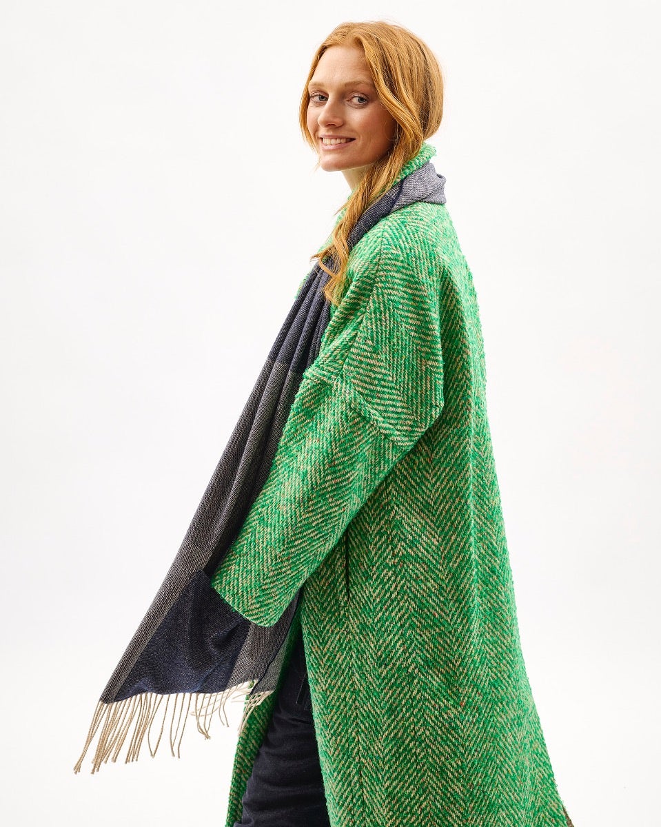 Navy Weaver's Embrace Merino Pocket Wrap