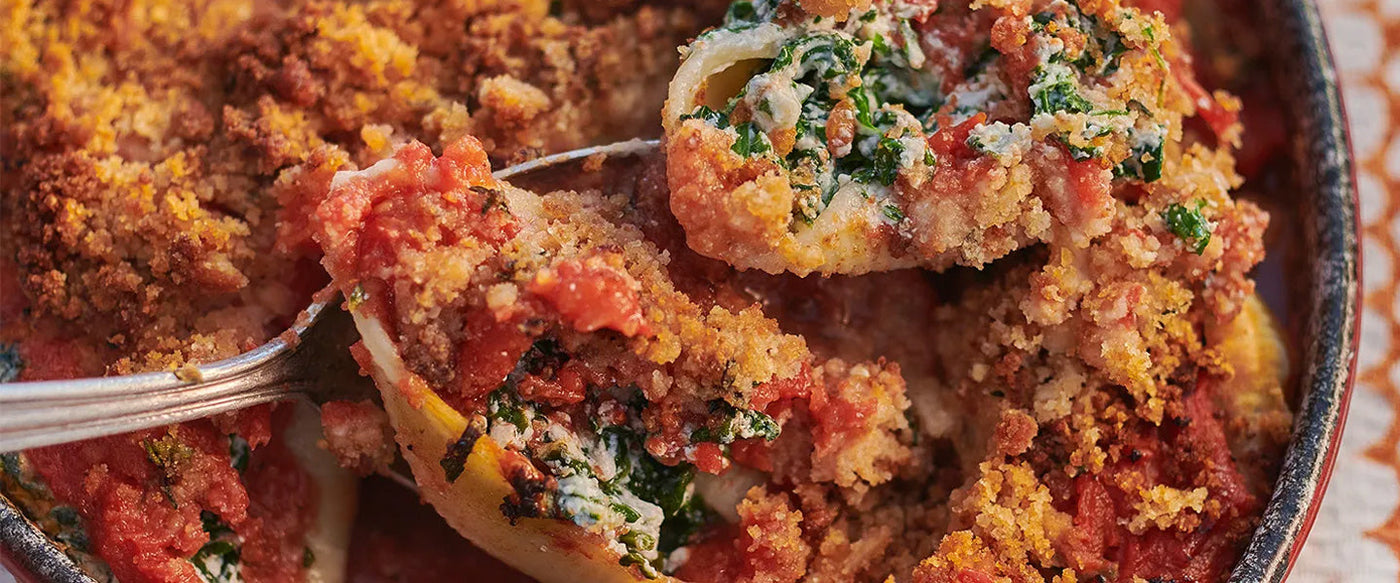 Baked Pasta Shells with Spinach and Ricotta