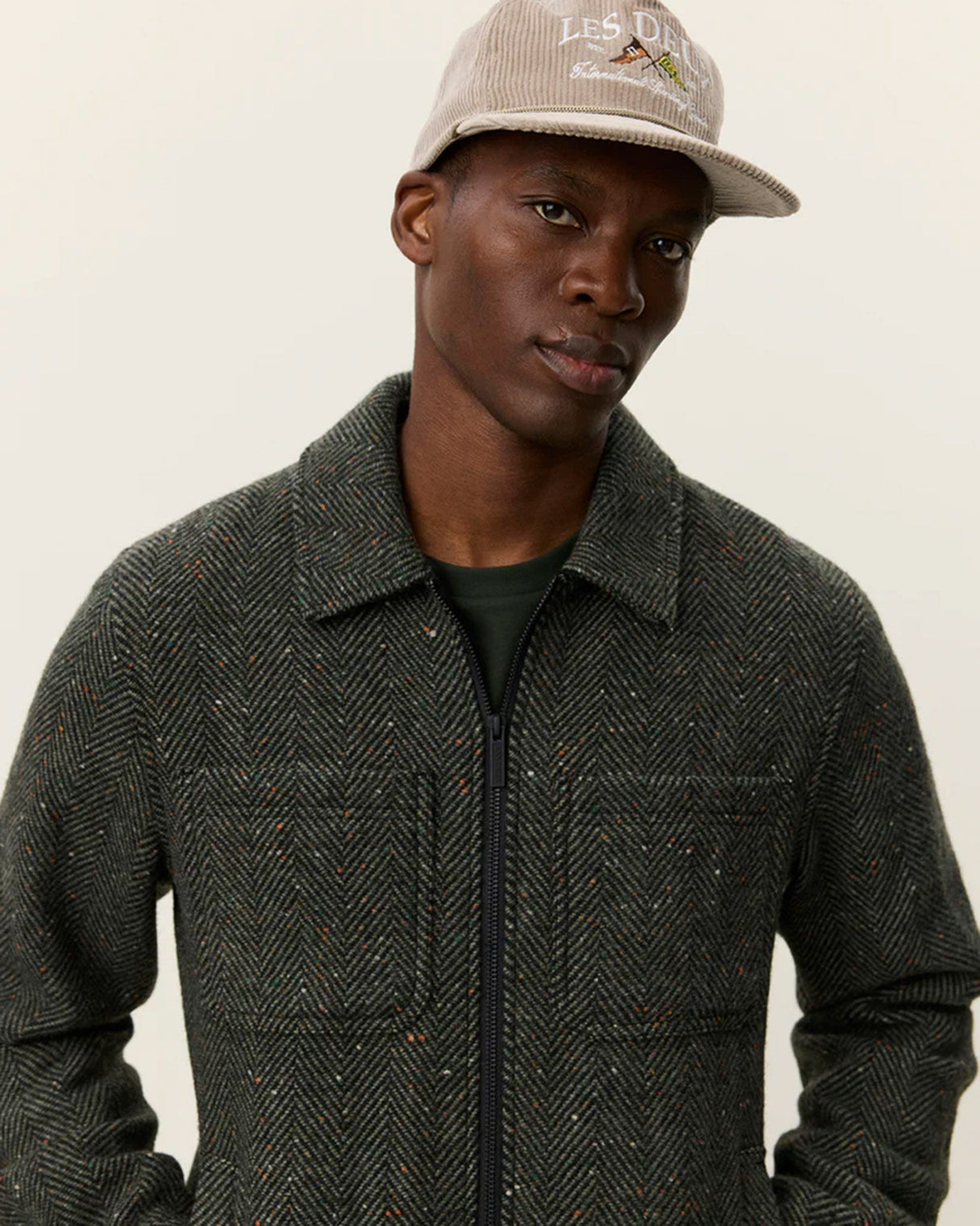 Duffel Bag Green Marseille Herringbone Wool Jacket