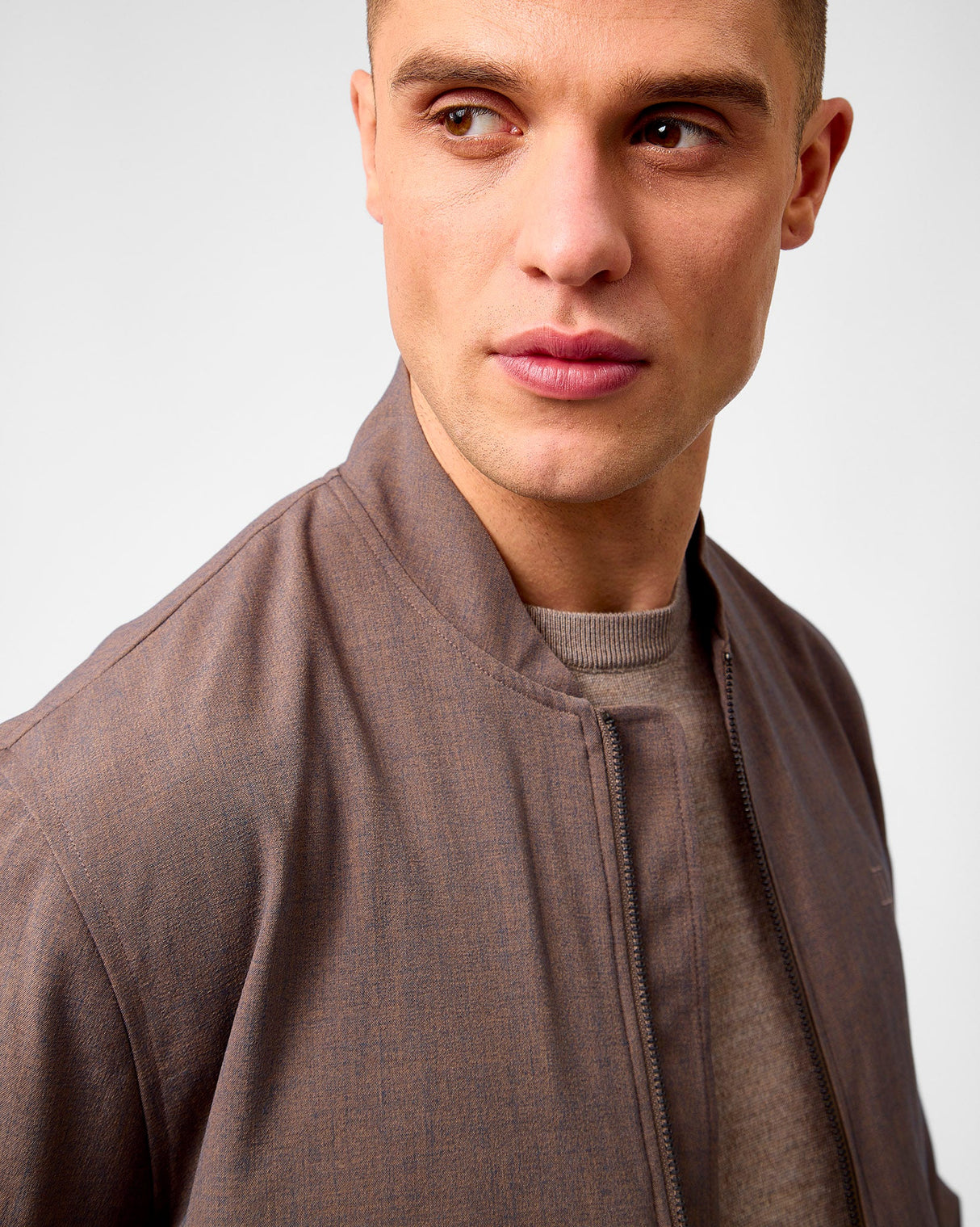 Mountain Grey Brown Como Twill Bomber Jacket