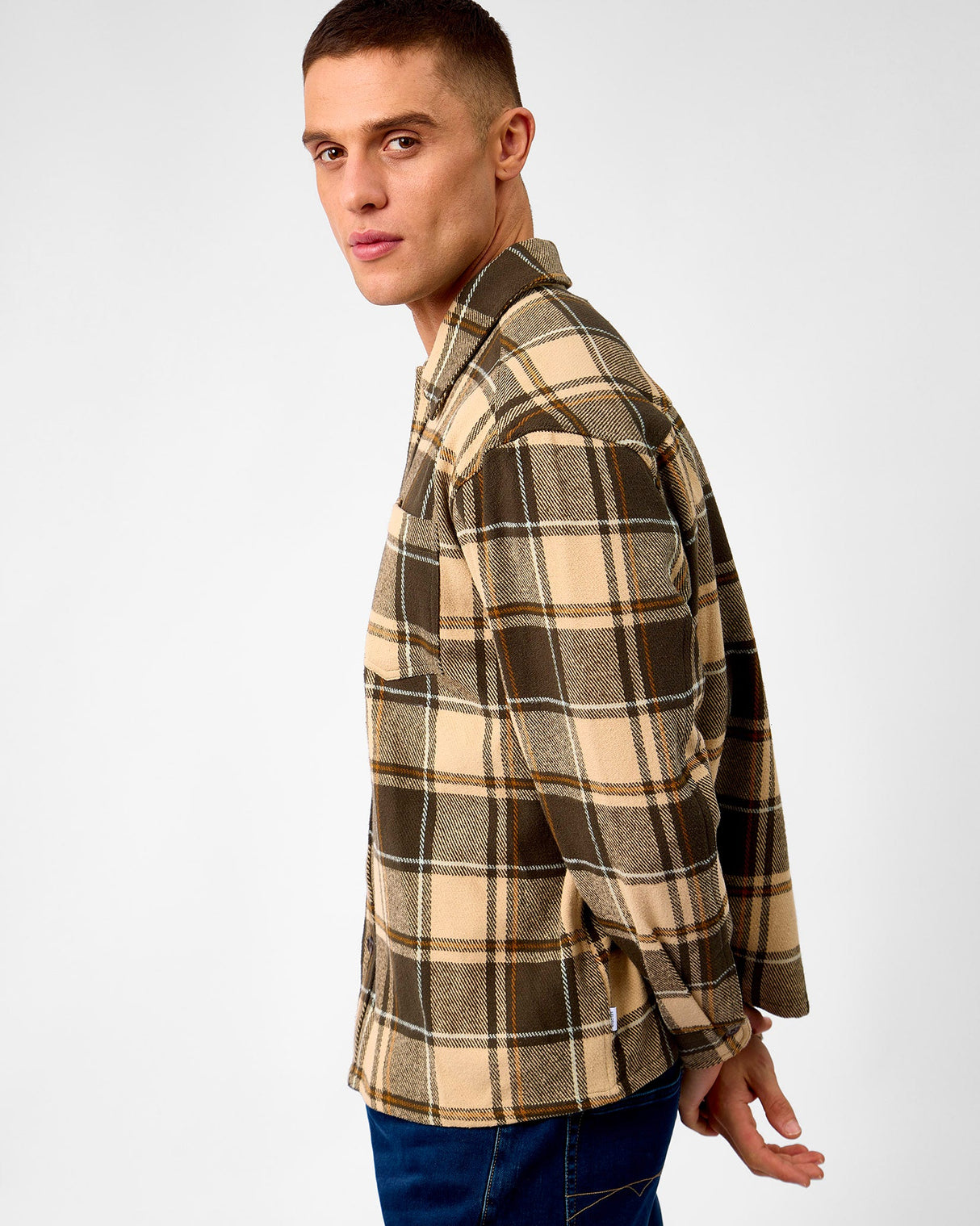 Irish-Cream-Beige-Loan-Check-Twill-Overshirt